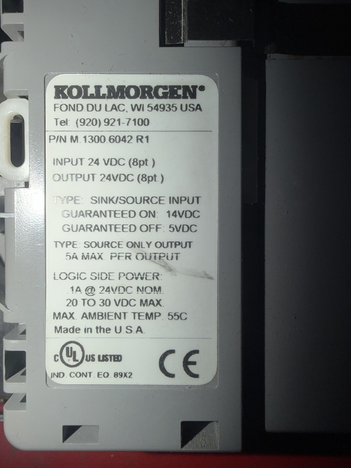 Kollmorgen M.1300.6042 R1 Digital PLC I/O Module 24VDC 8 Input 8 Output
