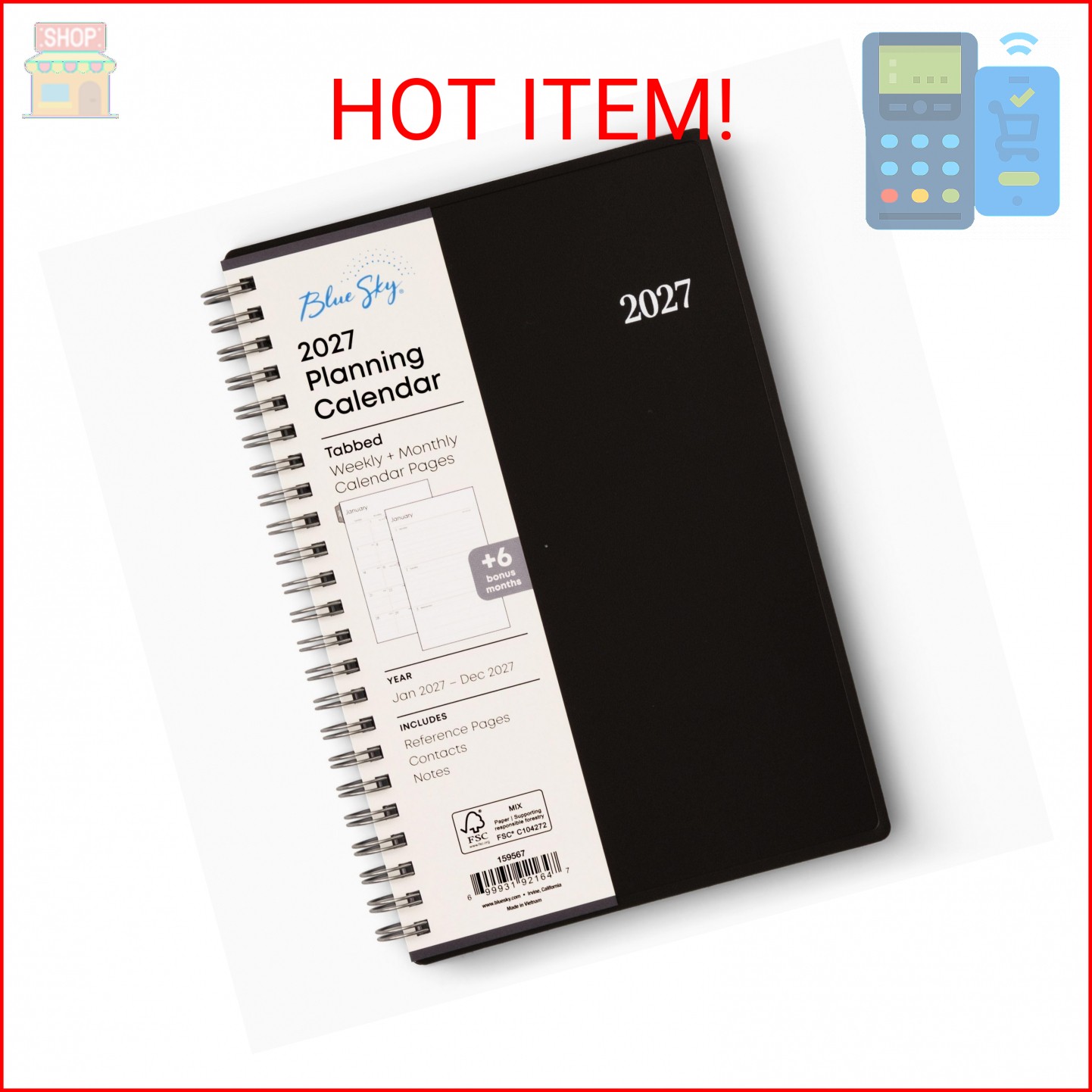 Blue Sky 2027 Weekly and Monthly Planner Calendar, Includes January 2027 – Decem