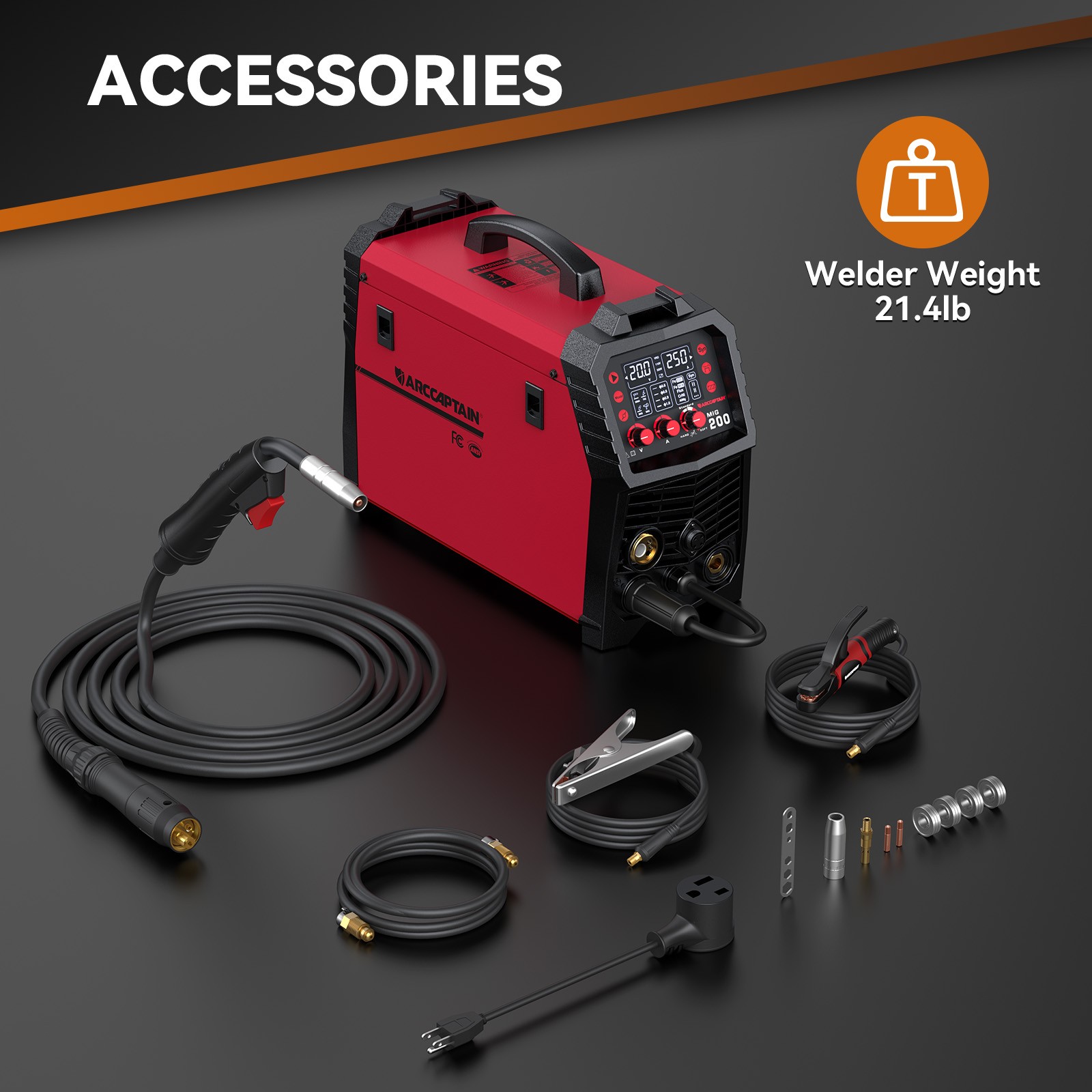 ARCCAPTAIN 6-in-1 MIG Welder Synergic 110V/220V Multi Process w/ LED Display