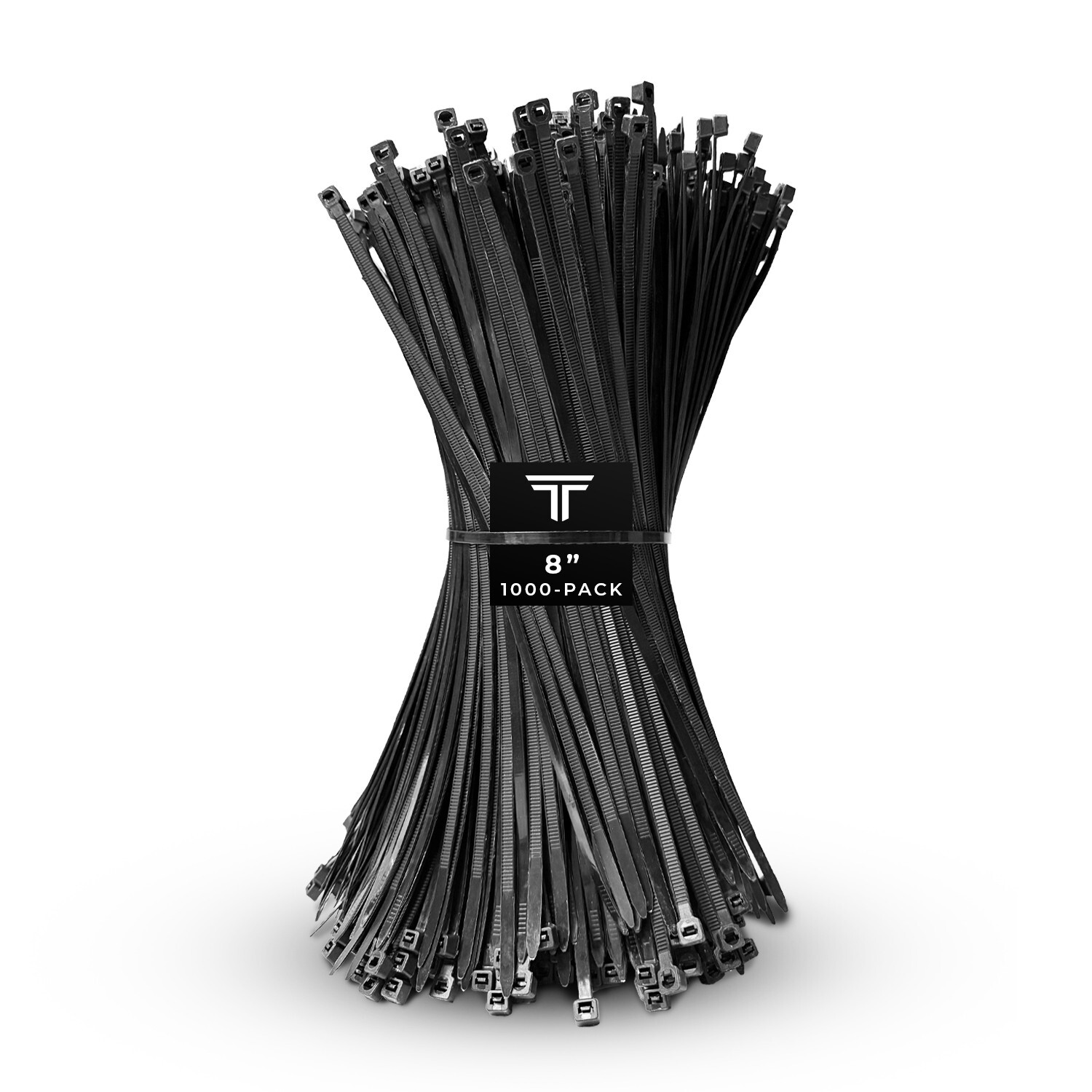 1000-Pack Premium 8″ Inch Black Nylon Zip Ties, 60 lbs, UV Resistant Cable Ties