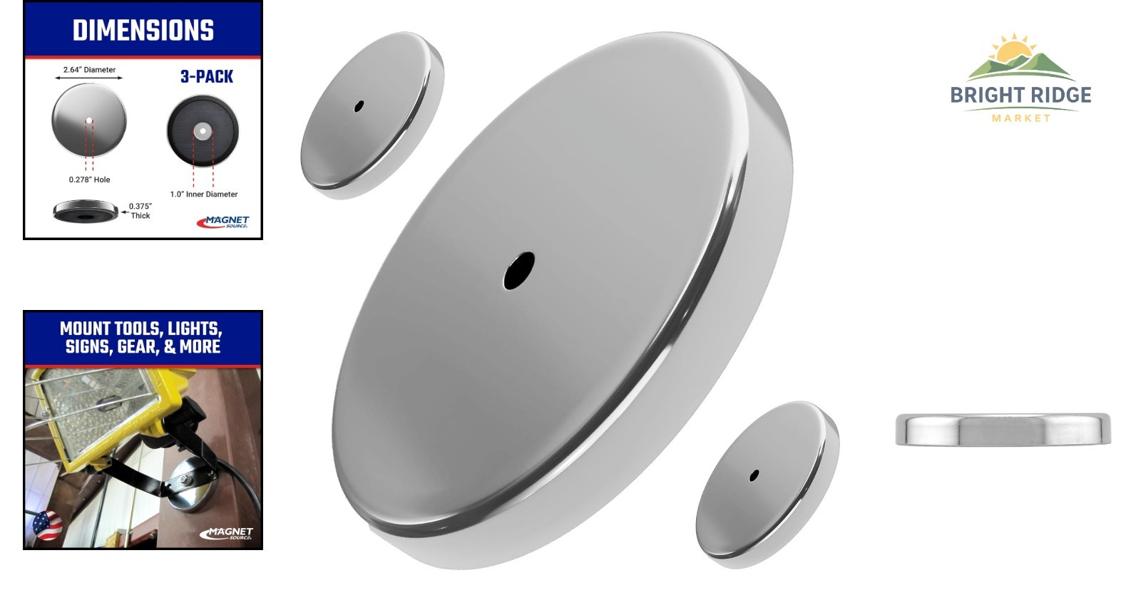 Ceramic Round Base Magnets with 65 lb Pull Strength for Indoor and Outdoor Use