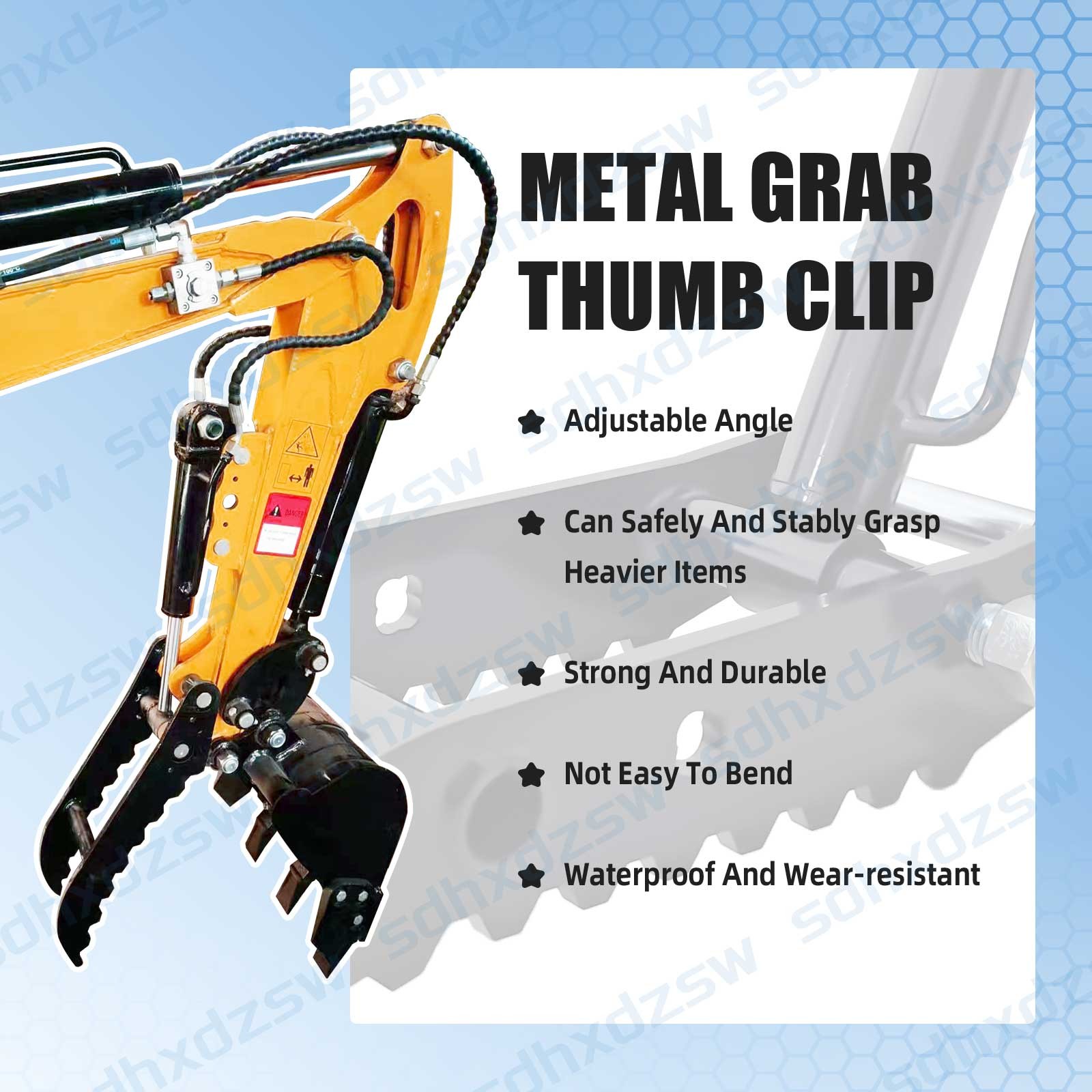 L-Shaped Bracket Hydraulic Thumb Clip For Mini Excavators Attachments 3-Holes