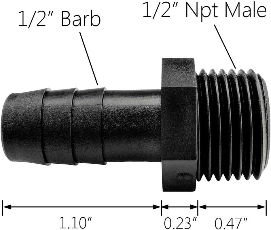 20 Pcs 1/2″ Barb X 1/2″ NPT Male Connector, Plastic Hose Barb Fitting, Adapter,