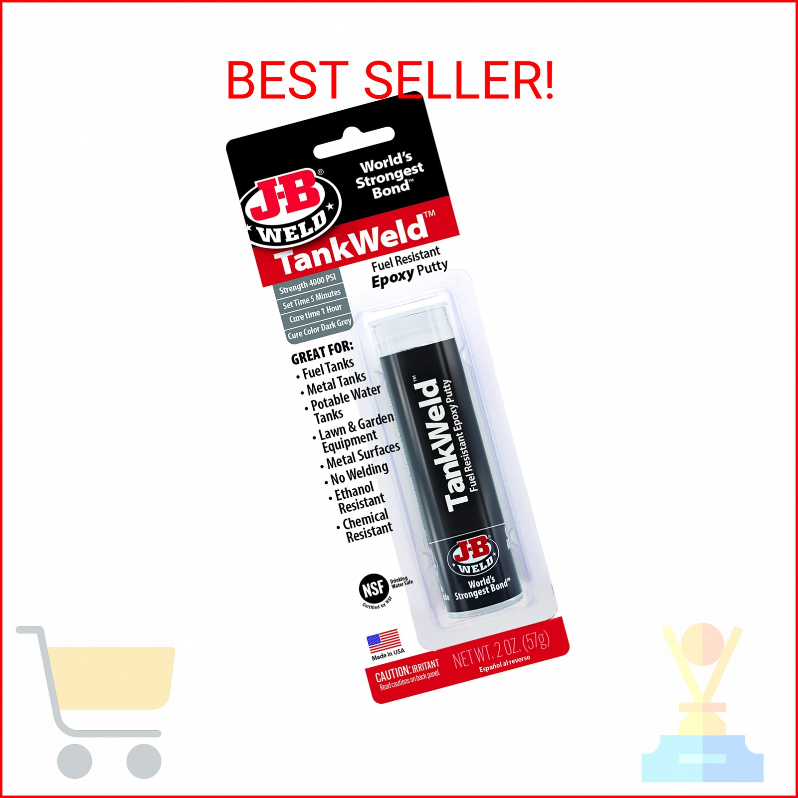 J-B Weld 8217 TankWeld Gas Tank Repair – 1 oz.,Dark Grey