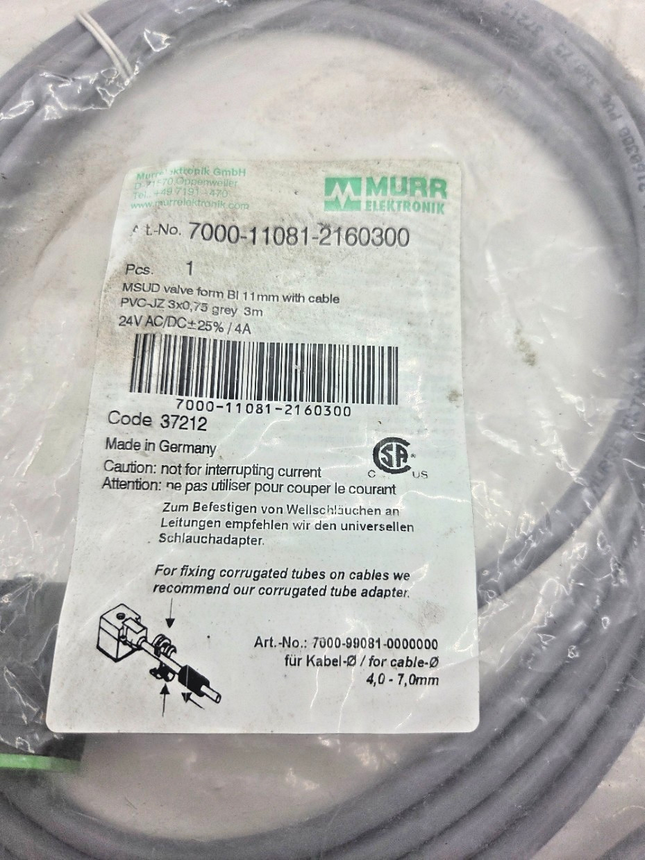 MURR ELEKTRONIK 7000-11081-2160300, MSUD 11.0 MM VALVE PLUG CONNECTOR, 0226J