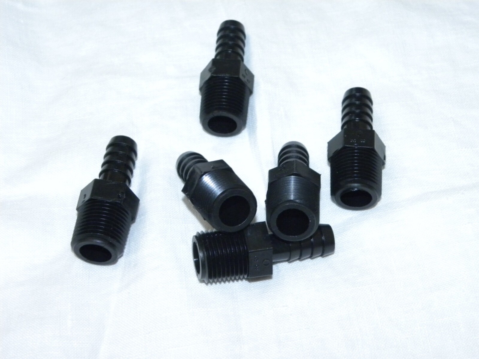 Lot of 6 Black Plastic Hose Barb Adapter Fitting 1/2″ OD x 1/4″ ID