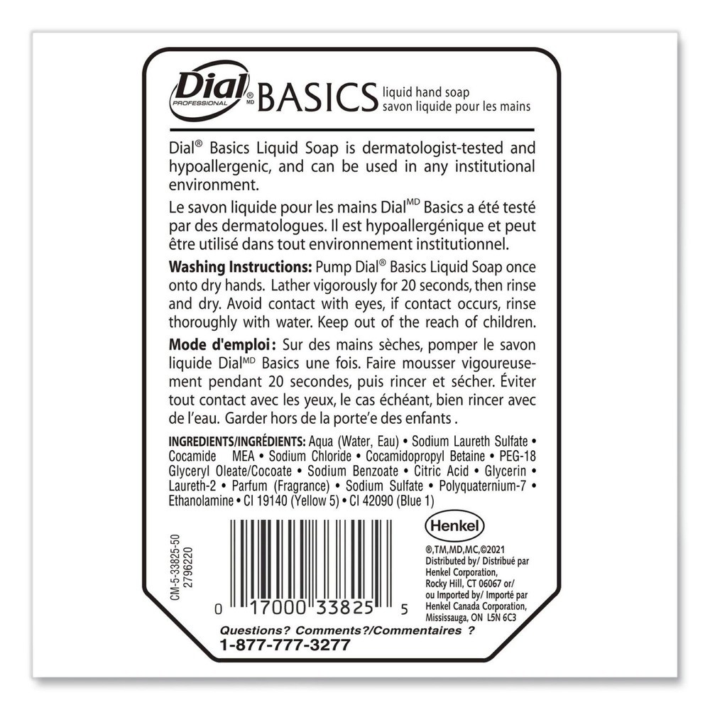 Dial Professional 33827 Liquid Hand Soap Refill – Unscented 6/CT New