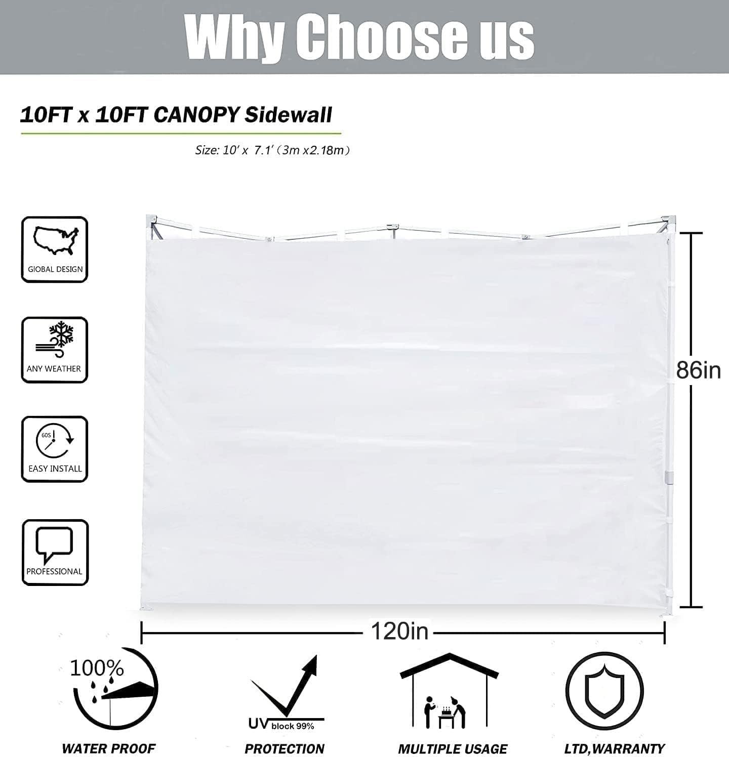Door for 10×10 Canopy Frame One Central Zipper Design for Easy Entry and Exit…