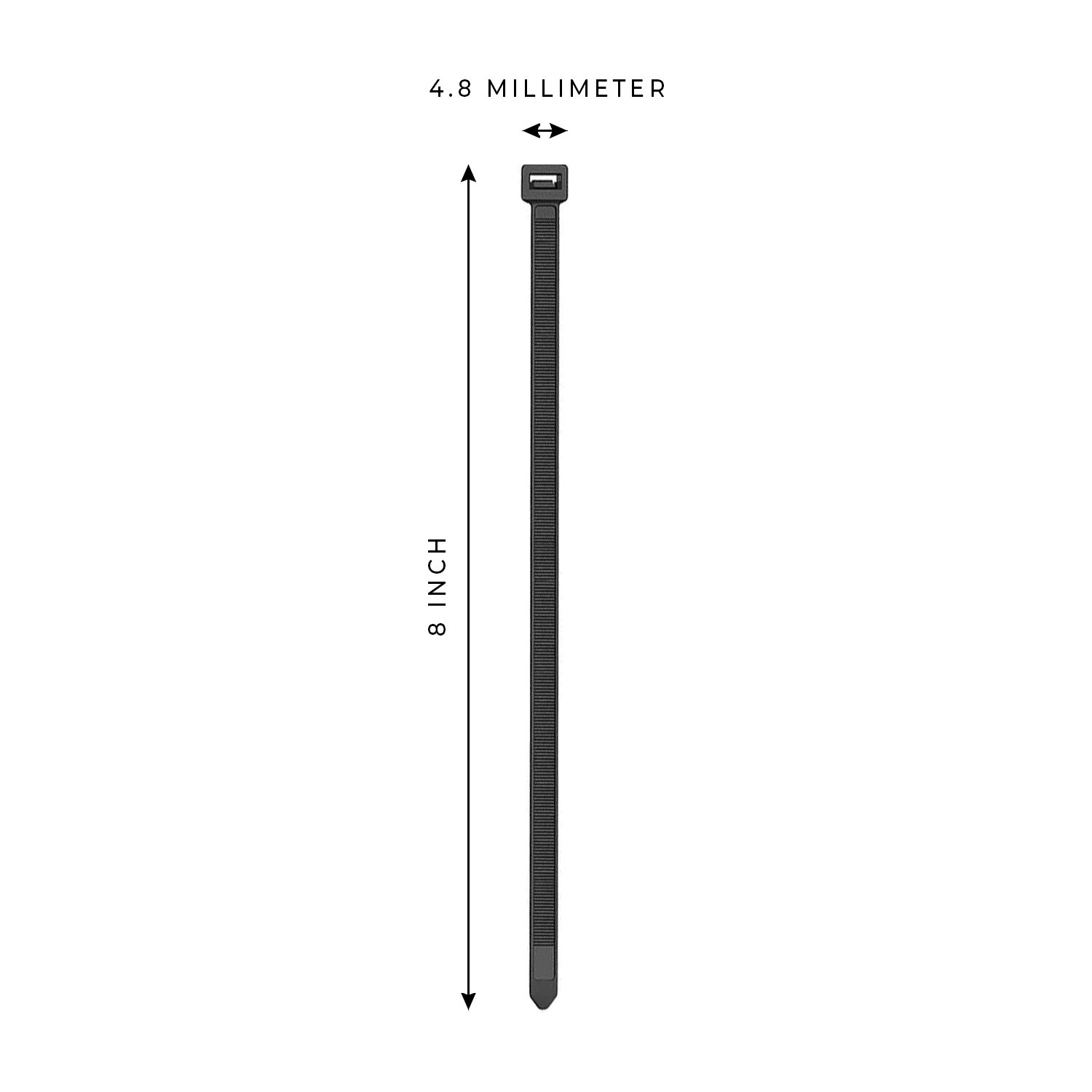 1000-Pack Premium 8″ Inch Black Nylon Zip Ties, 60 lbs, UV Resistant Cable Ties