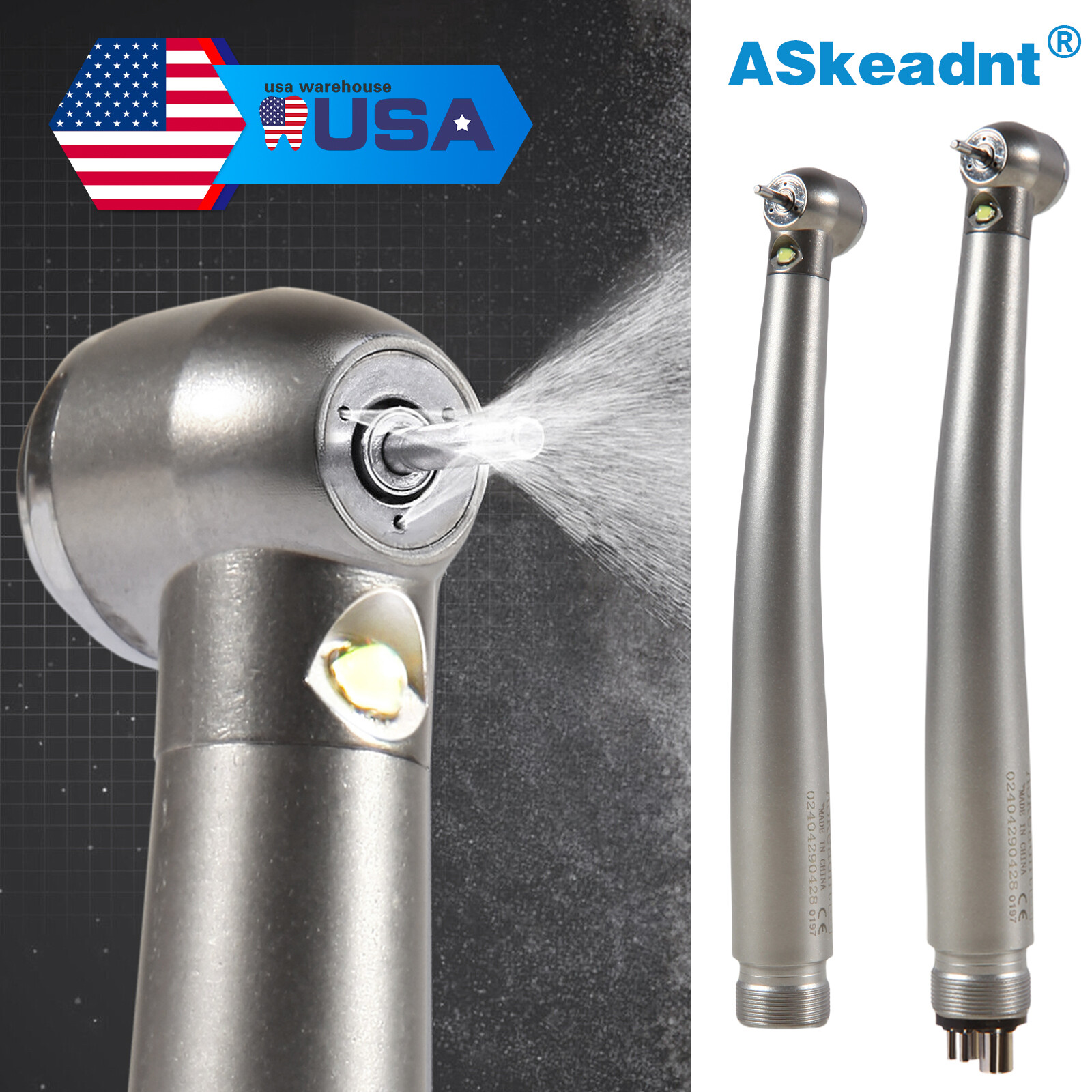 Pieza de mano LED turbina alta velocidad fibra óptica dental estilo NSK 2/4 Hole