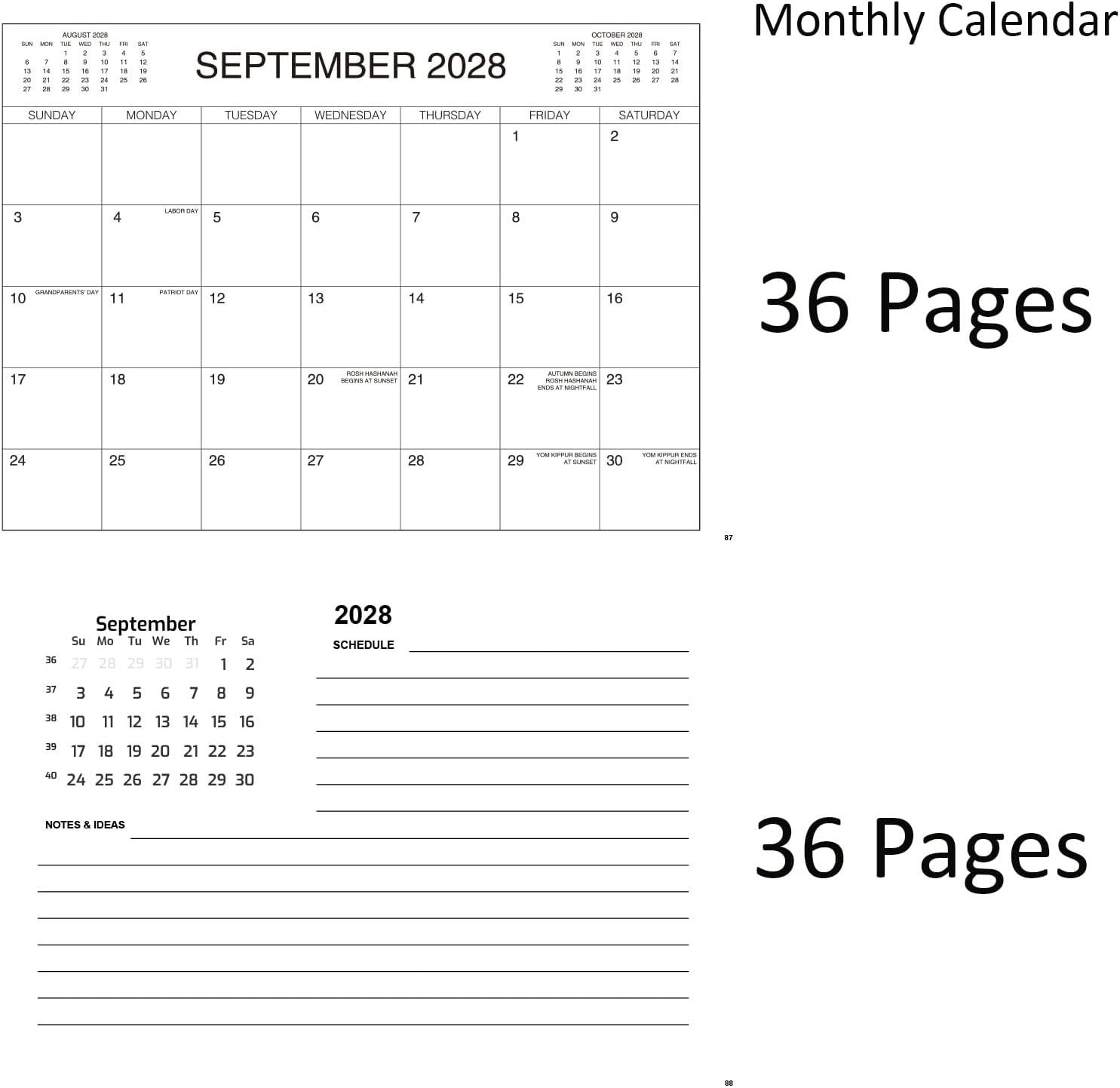 3 Year Monthly Planner Spiral Bound 11×8.5in, Starts January, Blue