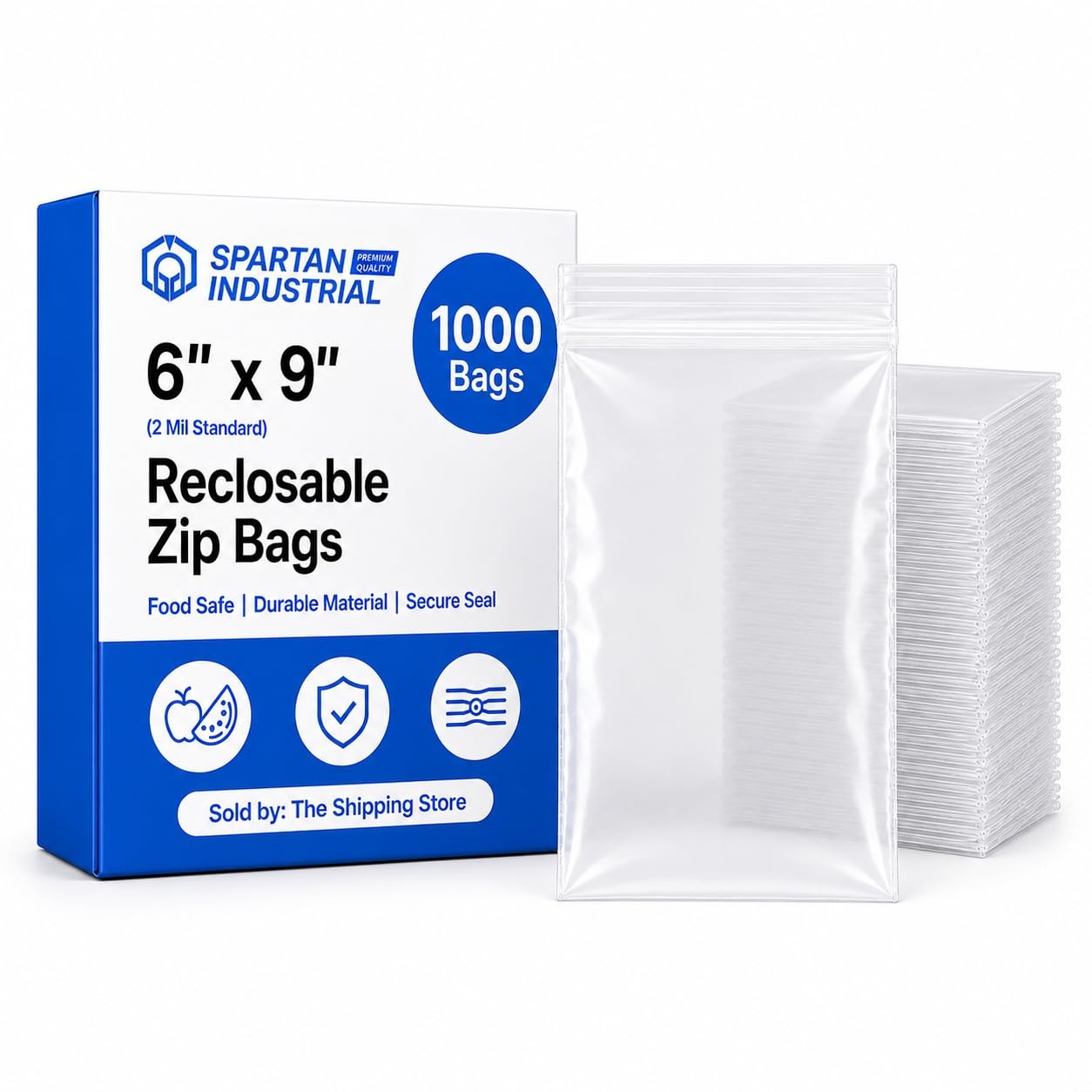 – 6” X 9” (1000 Count) 2 Mil Clear Reclosable Zip Plastic Poly Bags with Rese…