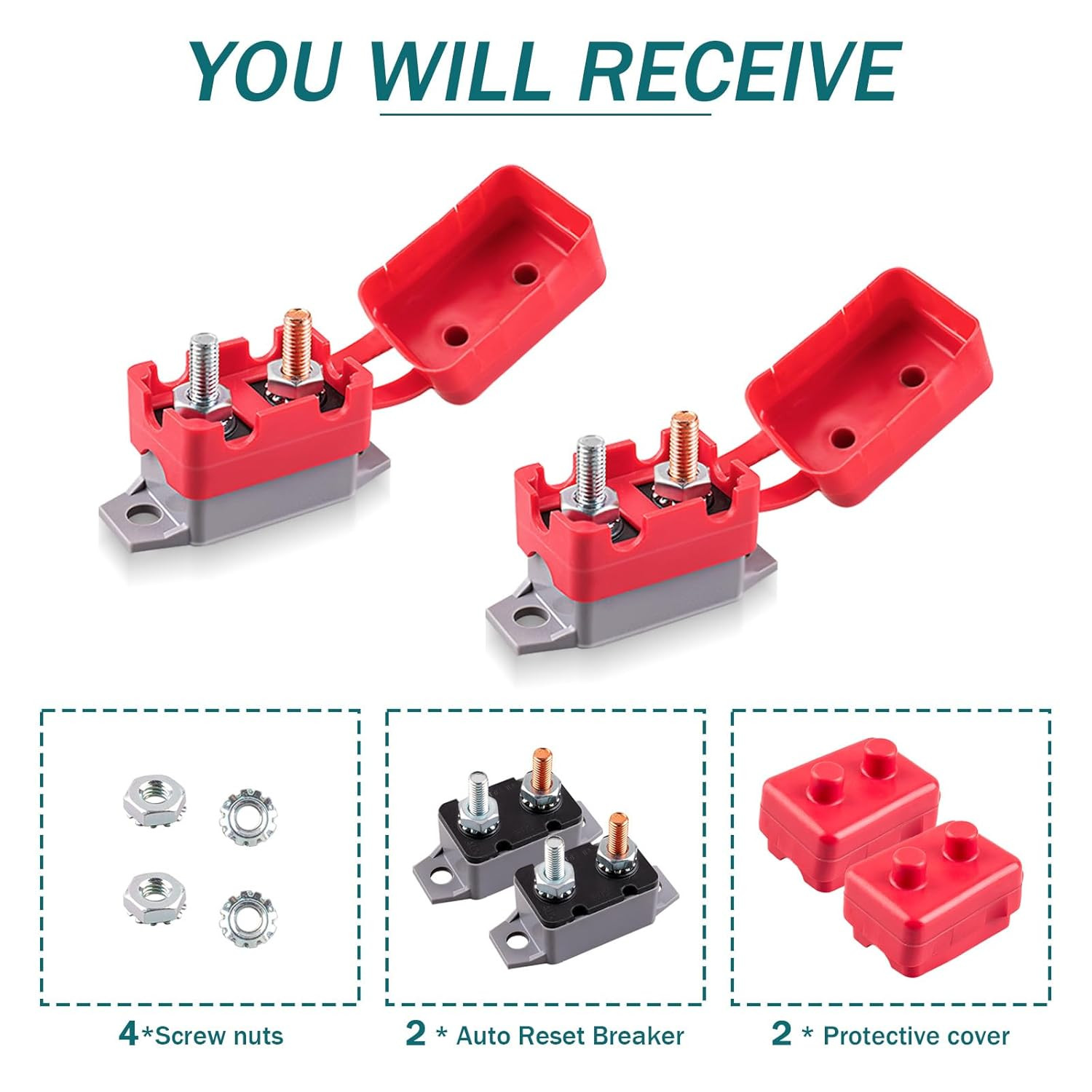 2 PCS DC 12V – 24V 30Amp Automatic Reset Circuit Breaker for Car, ATV, RV, Ship