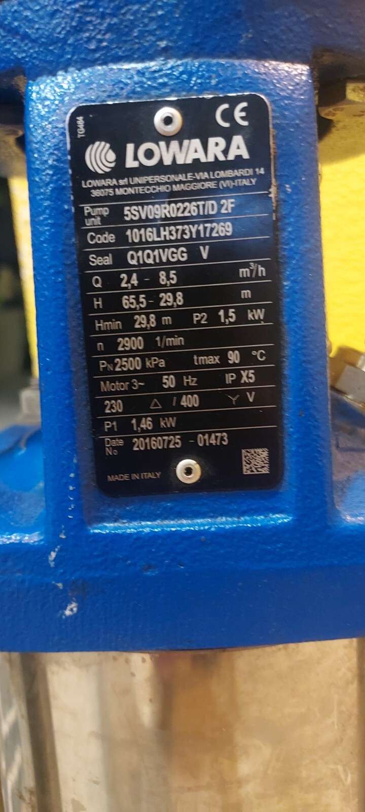 Lowara 5sv09r0226t/d2fVertical Multistage Pump 2.2kW 1016LH373417269