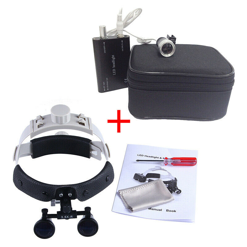3.5X Dental Surgical Binocular Loupes Glasses Magnifier / Medical LED Headlight