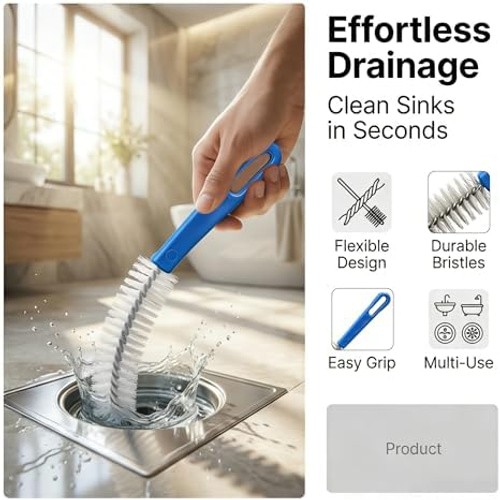 Flexible Drain Cleaning Brush Set, Long Pipe Cleaner for Kitchen Sink, Shower…