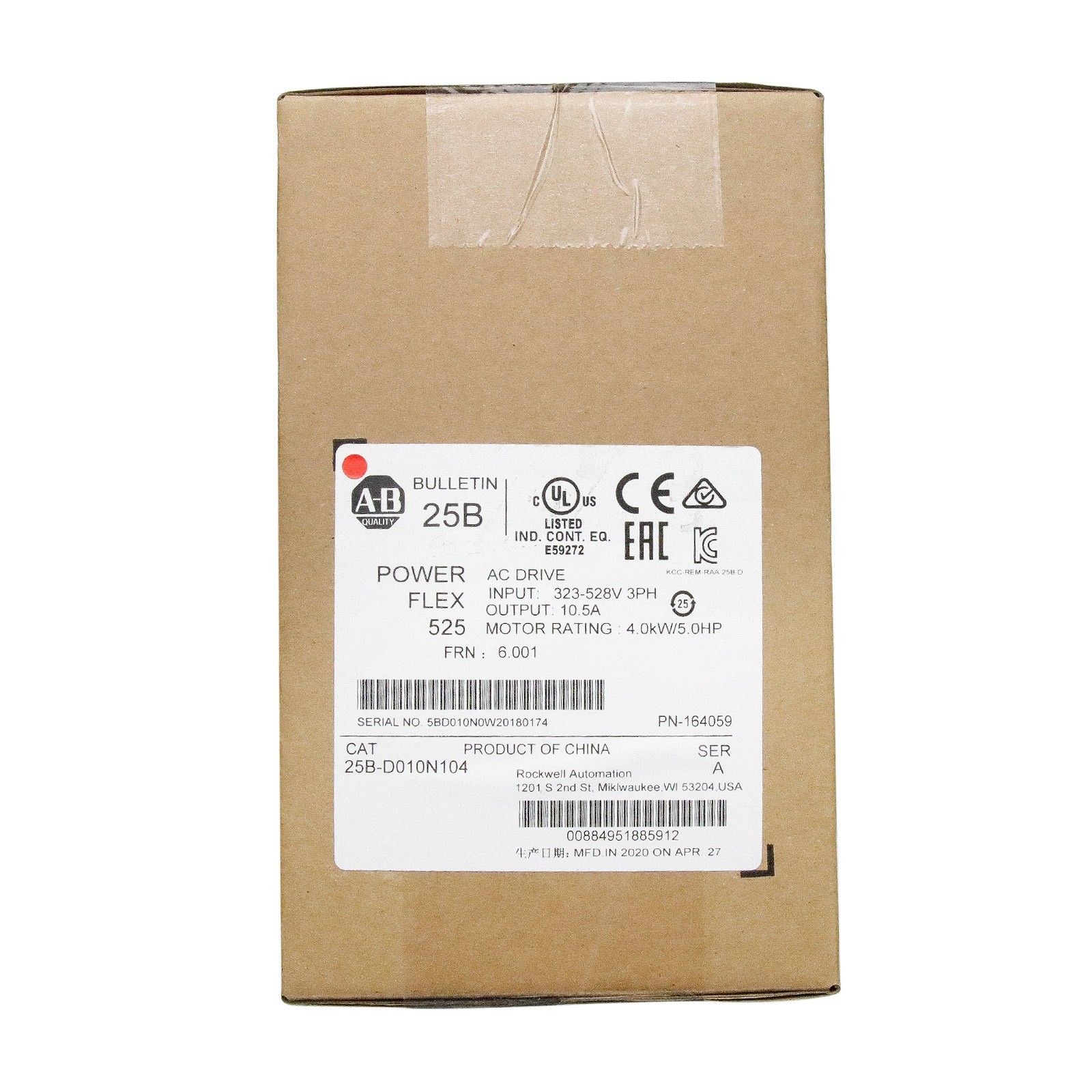 2025 New Allen-Bradley 25B-D010N104 /A Powerflex 525 AC Drive Variable Frequency