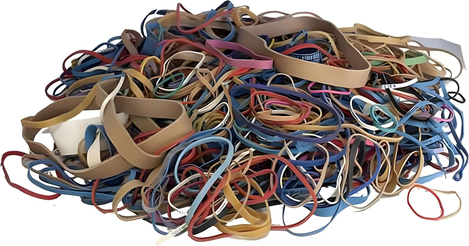 Assorted Rubber Bands Bulk Pack 0.5 lb Strong Elastic Cables, Files, Office