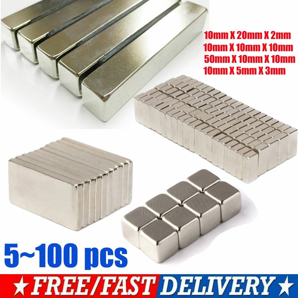 10~100Pcs Magnets Block Cube Super Strong Rare Earth Neodymium Magnetic N35 lots