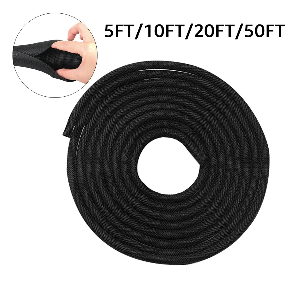 Split Braided Cable Sleeve Nylon Self Wrap Wire Loom Cord Management Protector