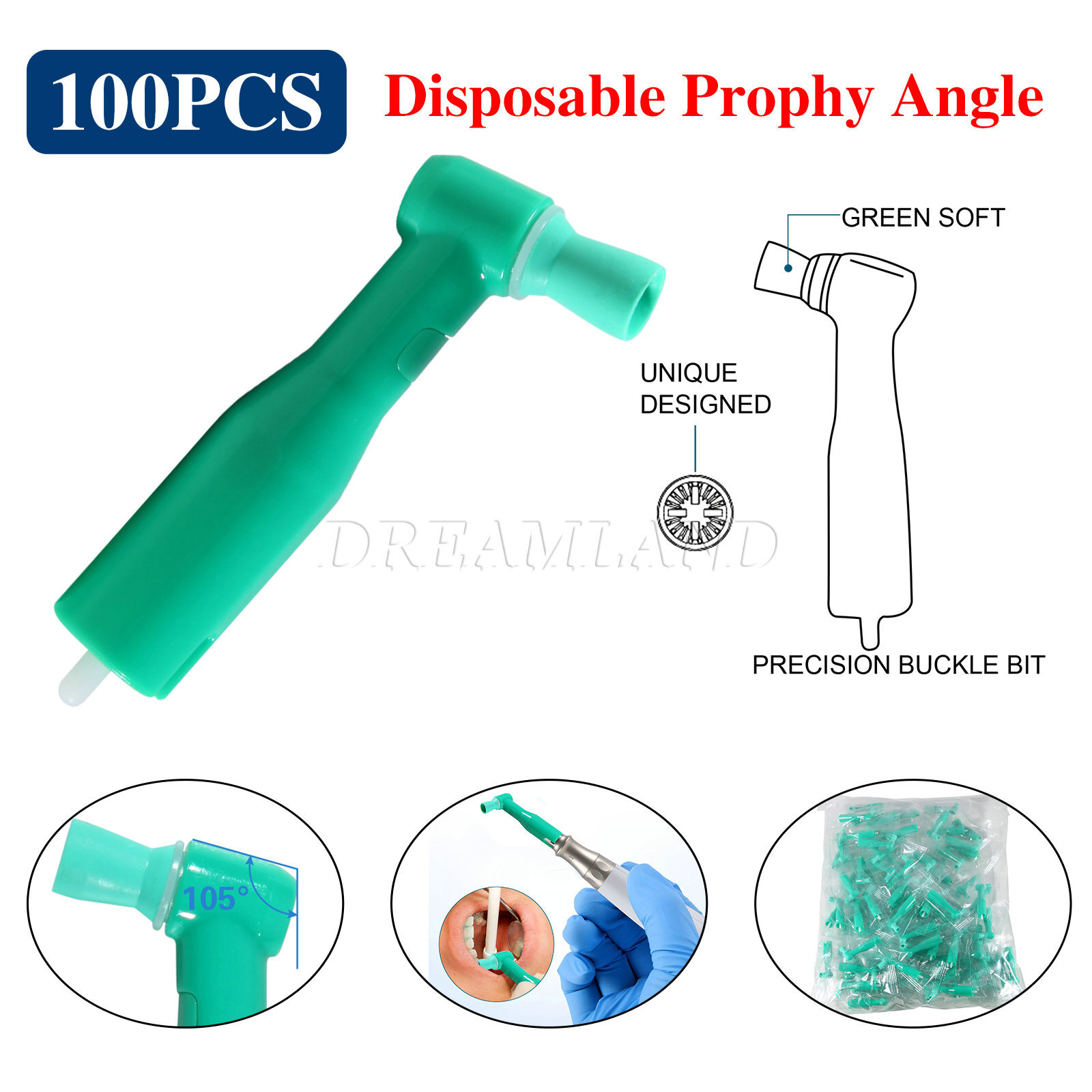 Dental Disposable Prophy Angles Soft Contra Angle 105° Latex Free 100 pcs