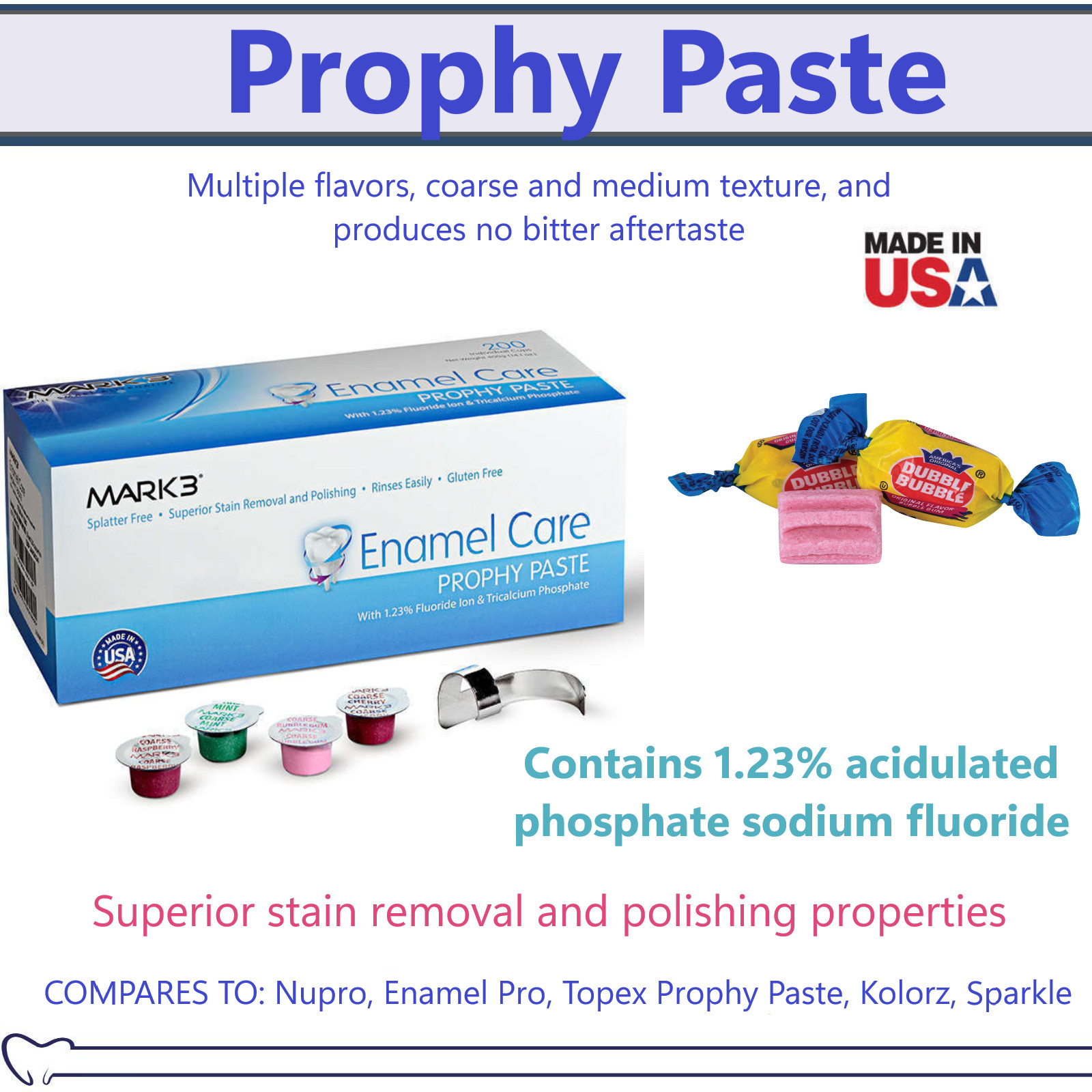 Dental Prophy Paste Up to 400 Prophylaxis Non Splatter Mark3 All types & Flavors