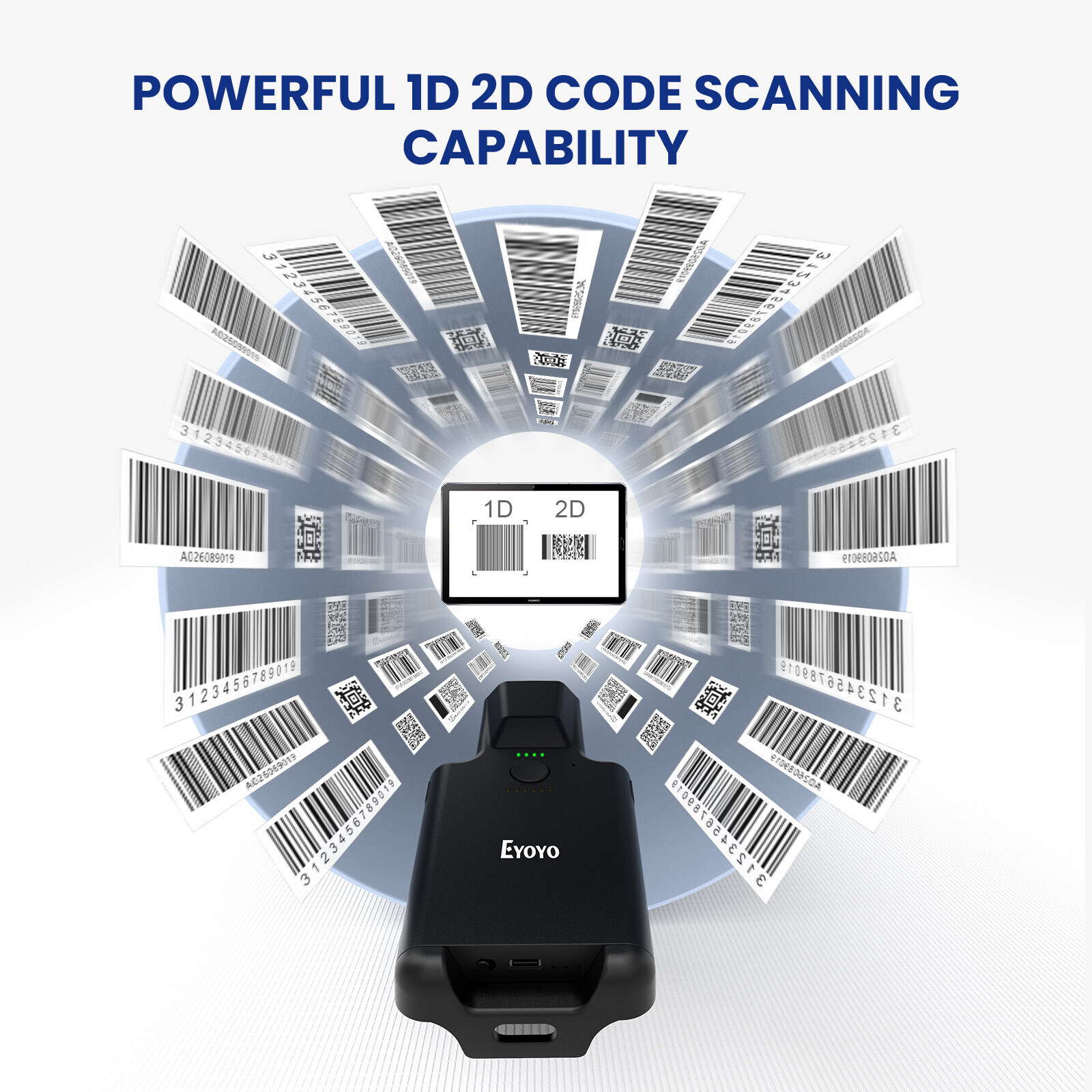 Eyoyo Mini 2D QR Code Wireless Bluetooth Barcode Scanner for Android IOS Phone