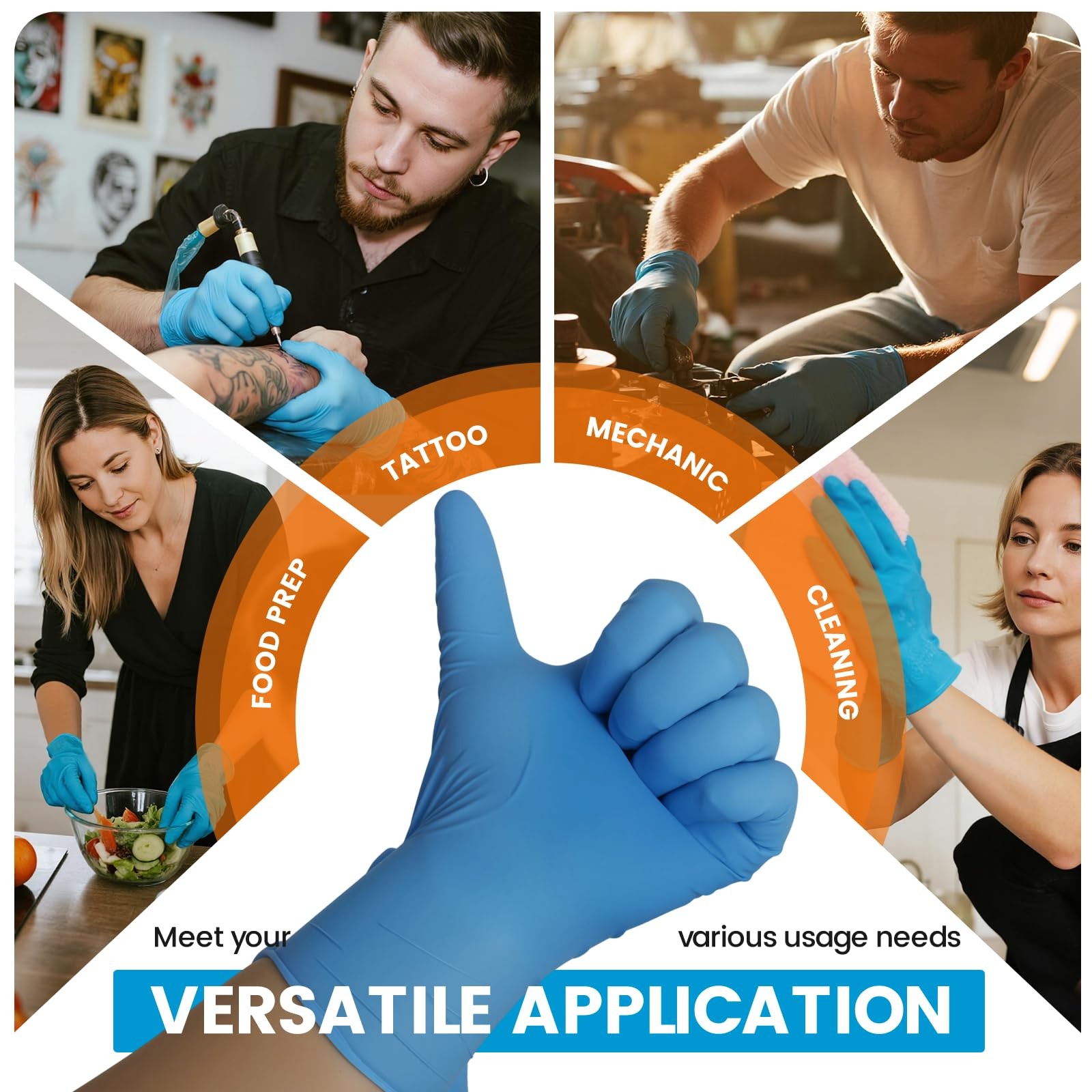 100 Disposable Nitrile Gloves Medium 6mil Heavy Duty Blue Latex Free