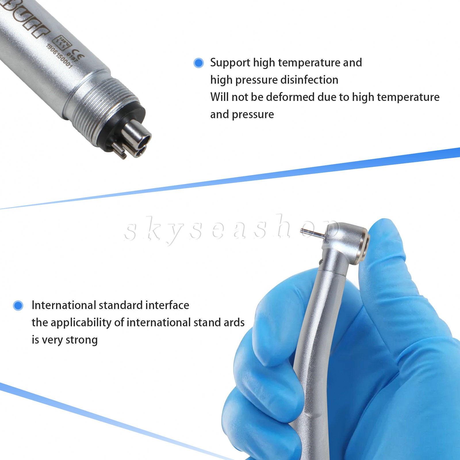 5 Packs Dental Fiber Optic High Speed Turbine LED Handpiece E-generator 4 Holes