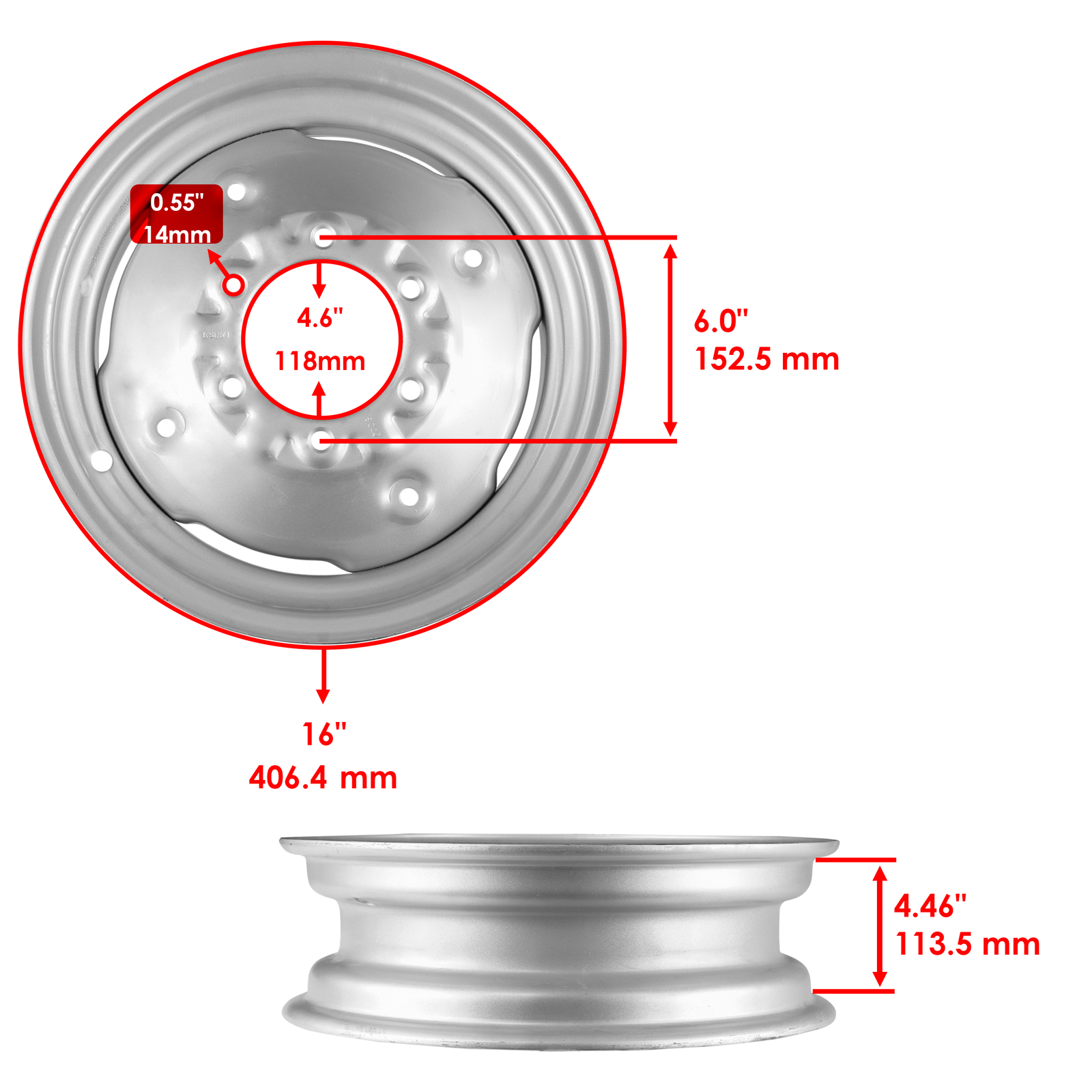 Celox Front Axle Rim For Ford 700 3000 8N 600 800 NAA Tractor 4.5×16″ 6 Lug