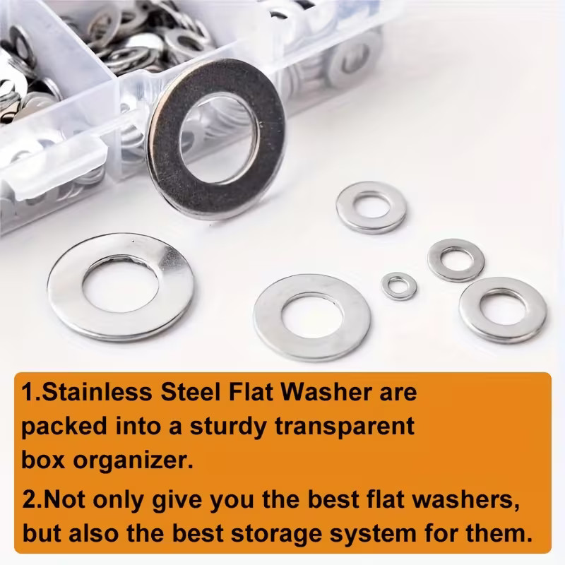 1110PCS Stainless Steel Washers Flat Washer Assortment Set Value Kit w/Case