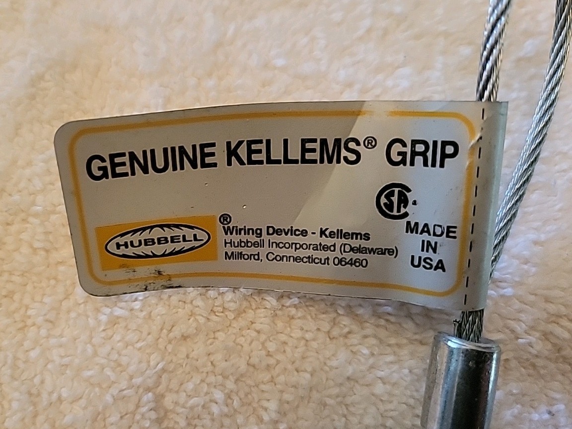 033291017 Hubbell Kellems Fiber Optic Pulling Grip Slack .50-.61 Rod Closing