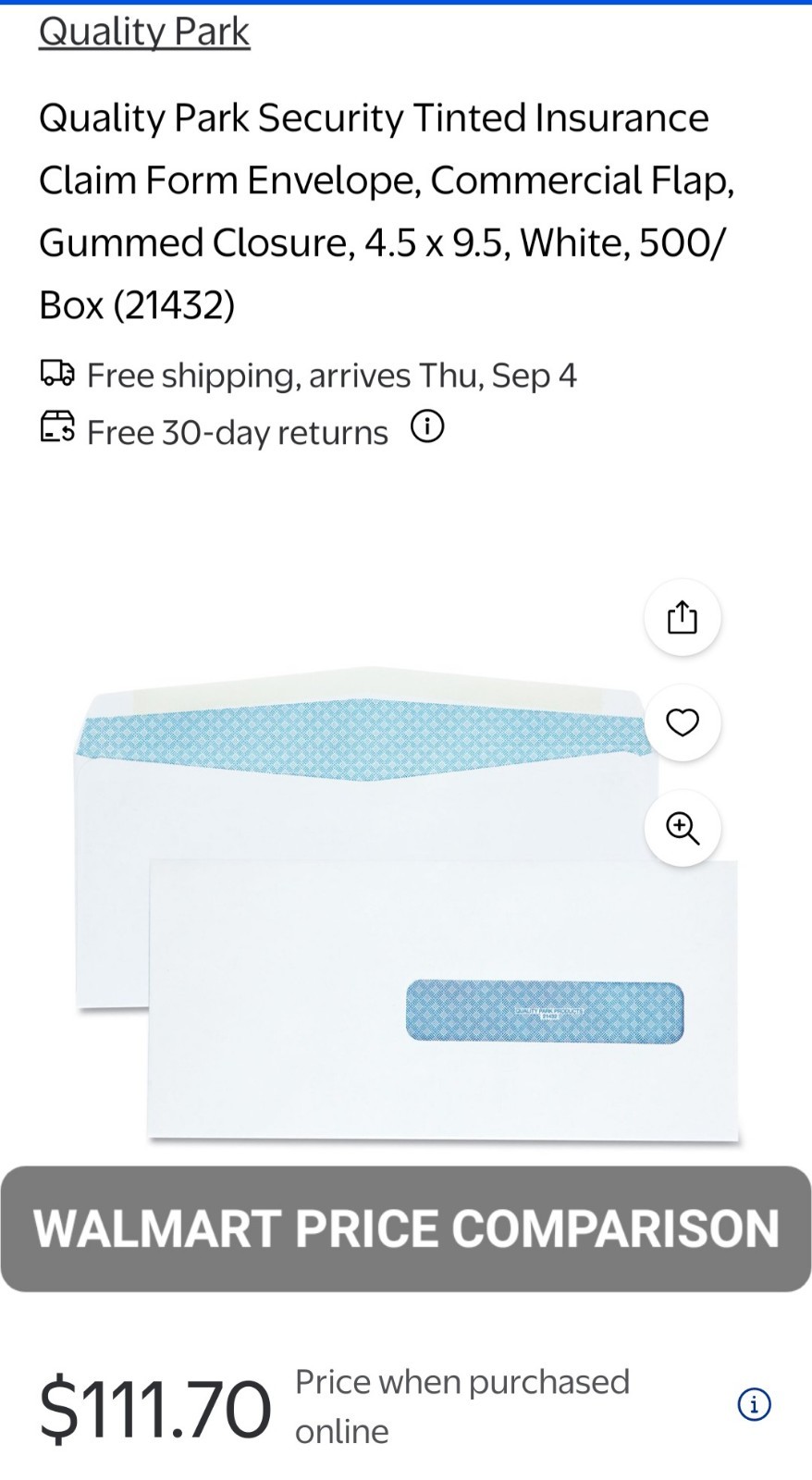 Quality Park Window Envelope – #21432/Form #HFCA-1500[4.5″ X 9.5″] 24lb – 500CT
