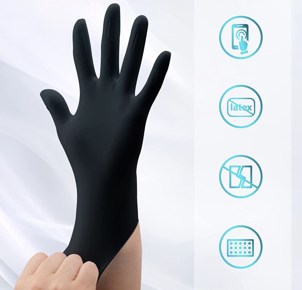 Disposable Nitrile Gloves Industrial / Medical Black Latex & Powder Free BluZen