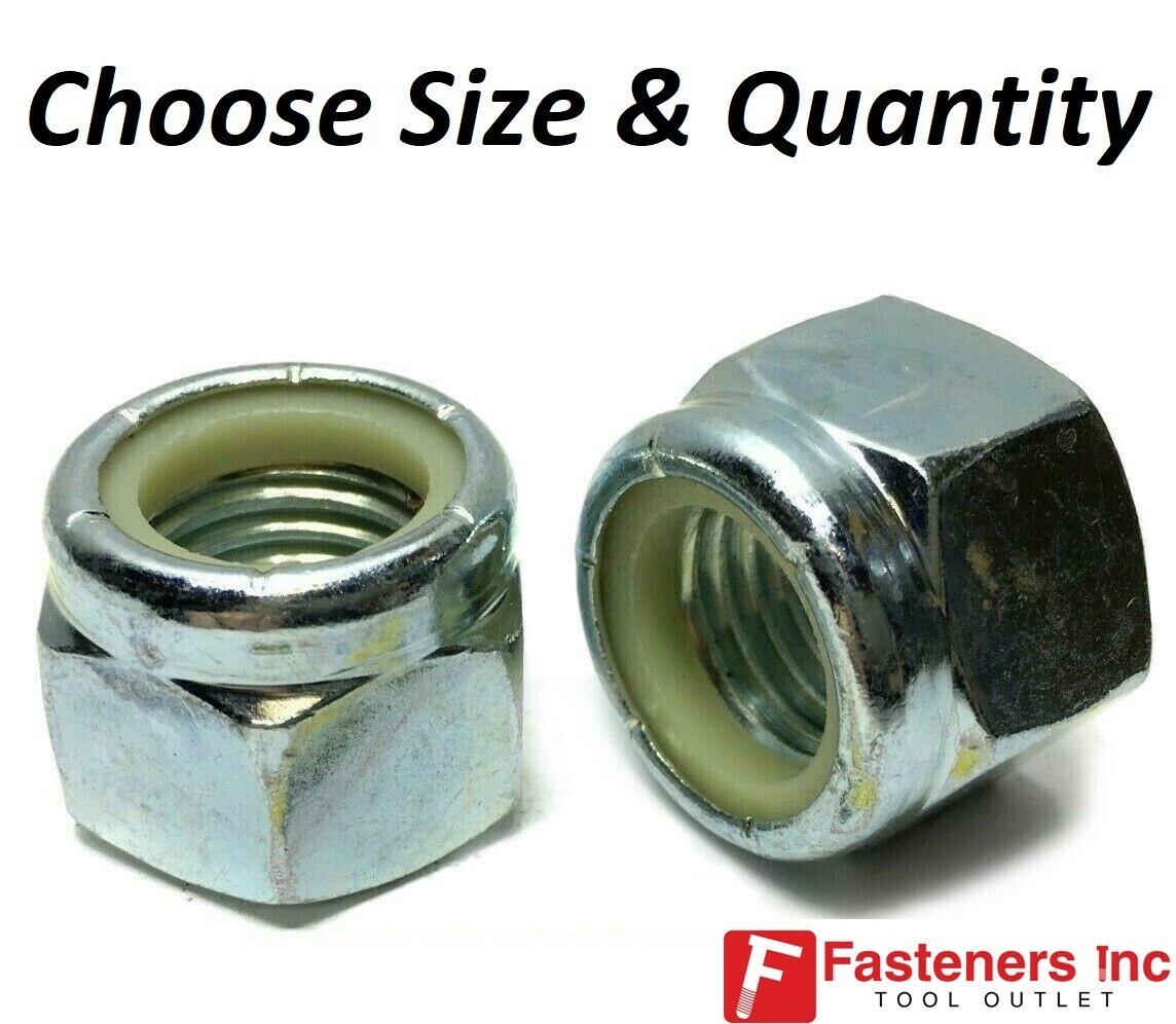 Nylon Insert Lock Nuts Nylock Zinc Plated (Choose Size & Quantity)