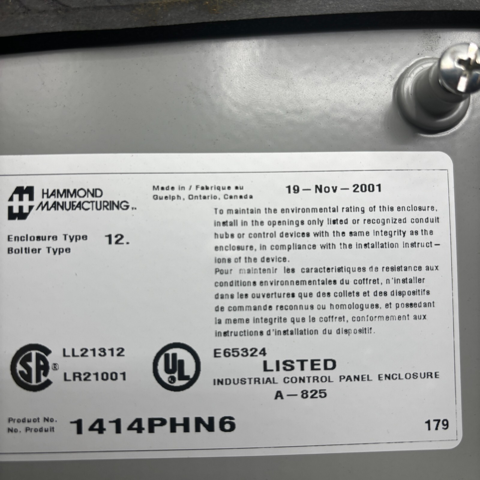 HAMMOND MANUFACTORING 1414PHN6 W/GE FANUC IC200NDR001-BA CONTROLLER🎯