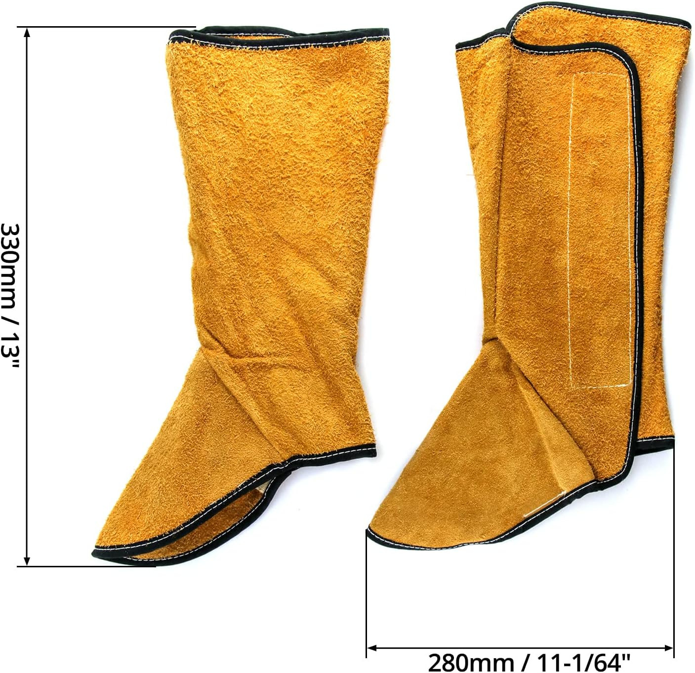 Leather Welding Boot Covers & Leg Gaiters, Heat/Spark Resistant, One Size Straps