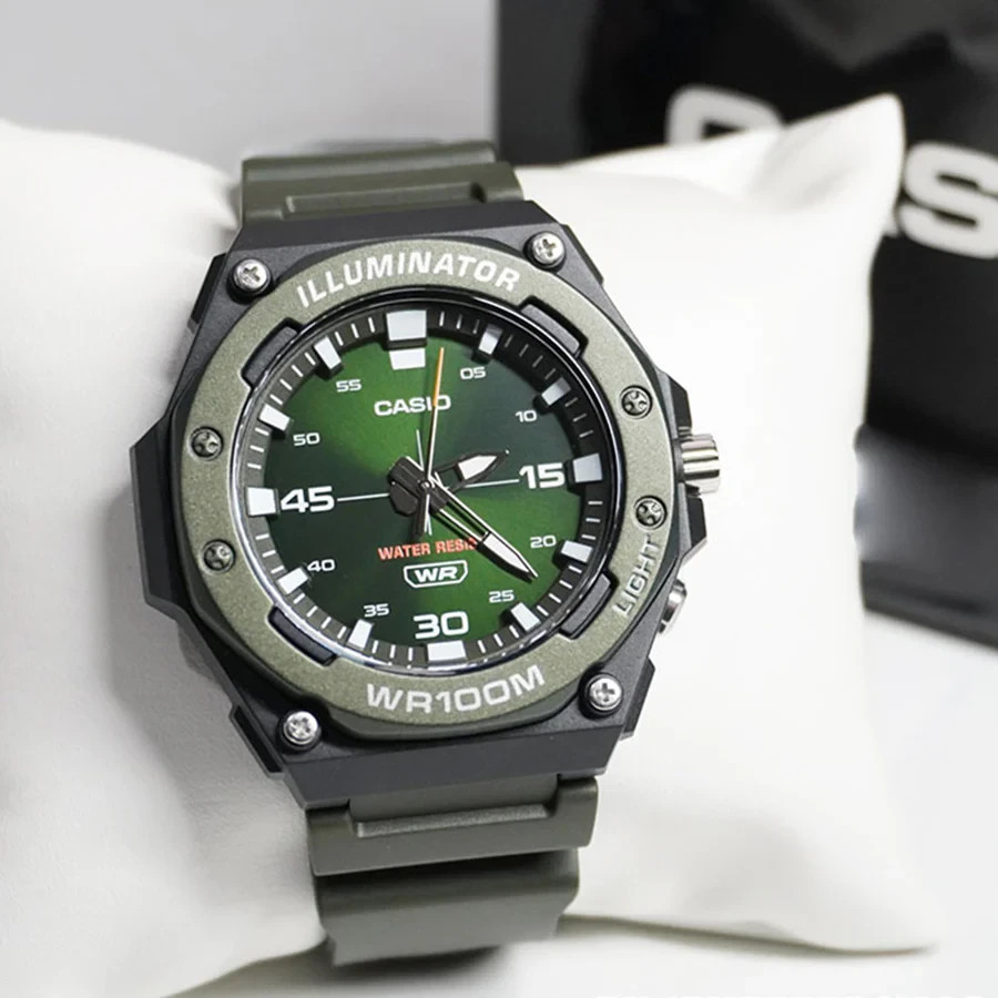 Casio MW-620H-3AV Men’s Green Analog Sport Watch 100M WR LED Light Resin
