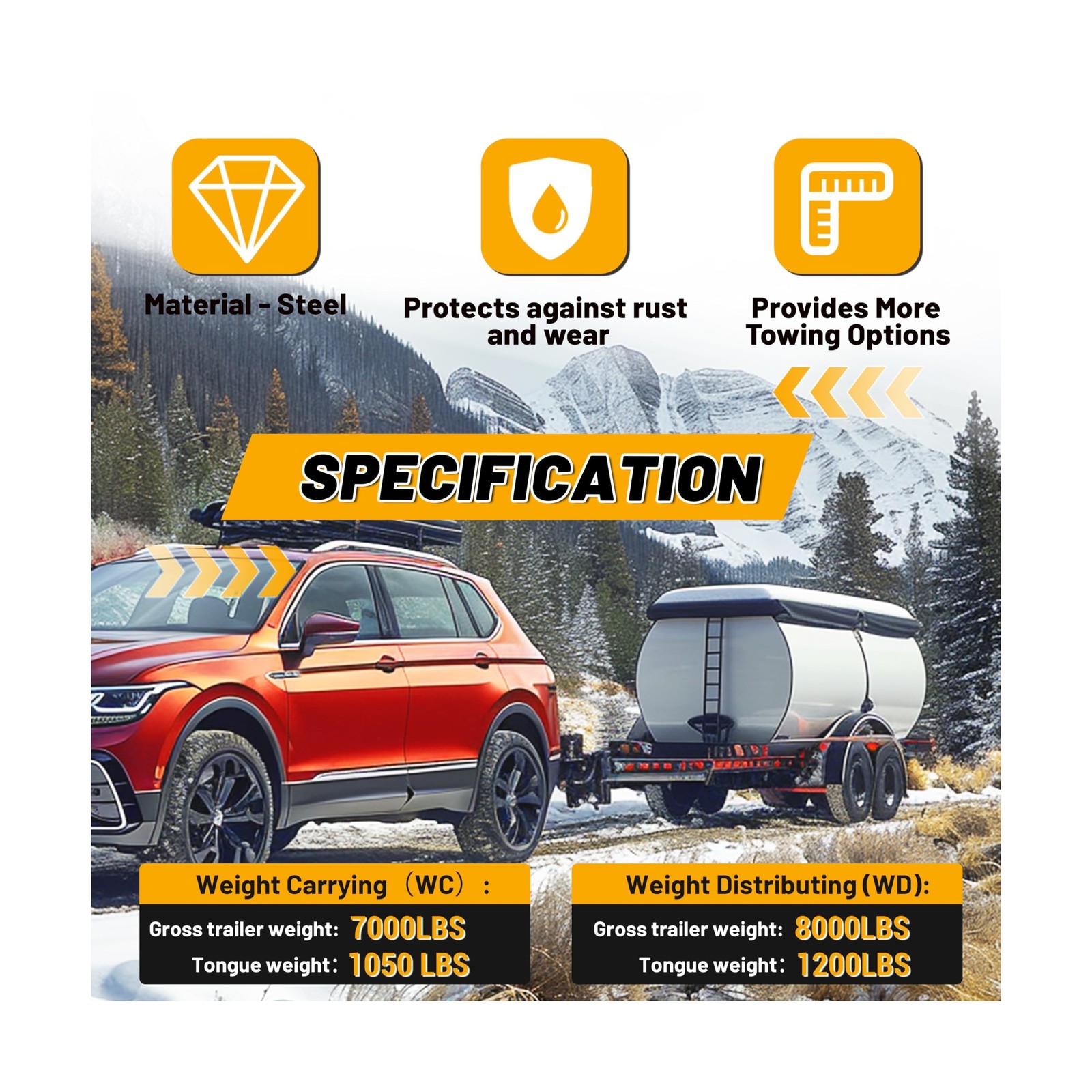 Kojem Class 4 Trailer Hitch Compatible with 2016-2023 Toyota Tacoma 2″ Receiv…