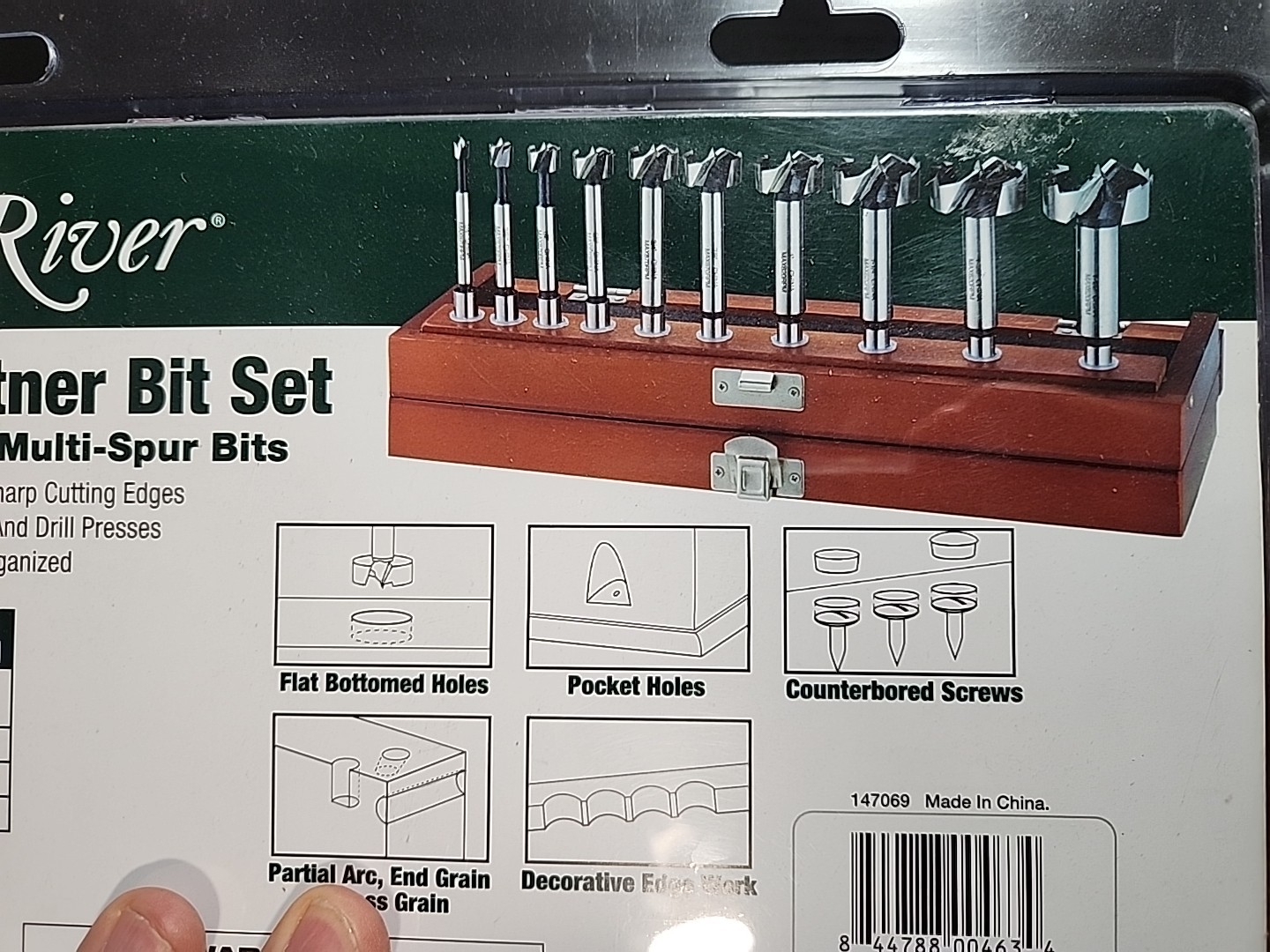 NIB Wood River 147069 10 Piece Forstner & Multi-spur Bit Set 3/8″