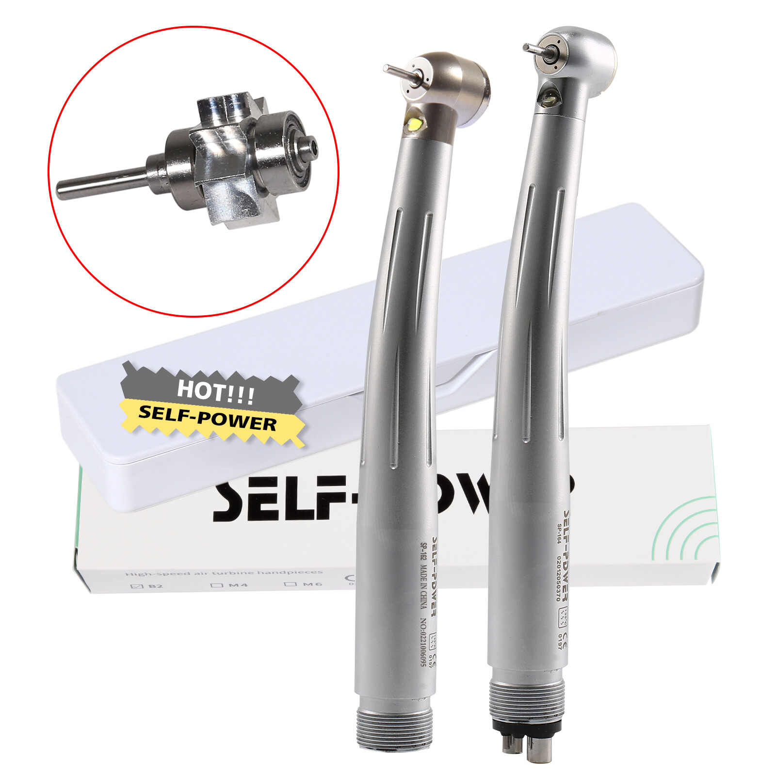 SELF-POWER Dental High Speed LED E-generator Handpiece 4Holes 2Holes Turbine