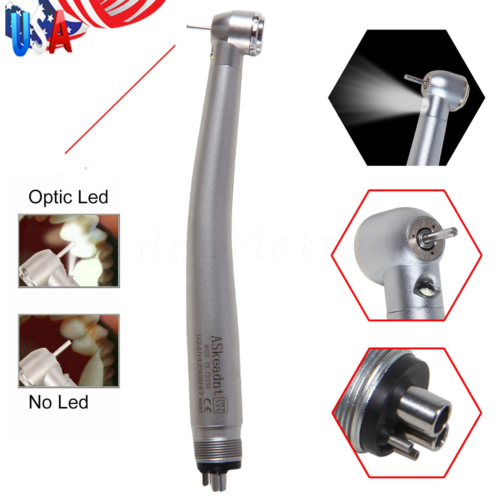 10 Dental High Speed Air Turbine Handpiece Push Button 4Hole NSK Style CE SEASKY