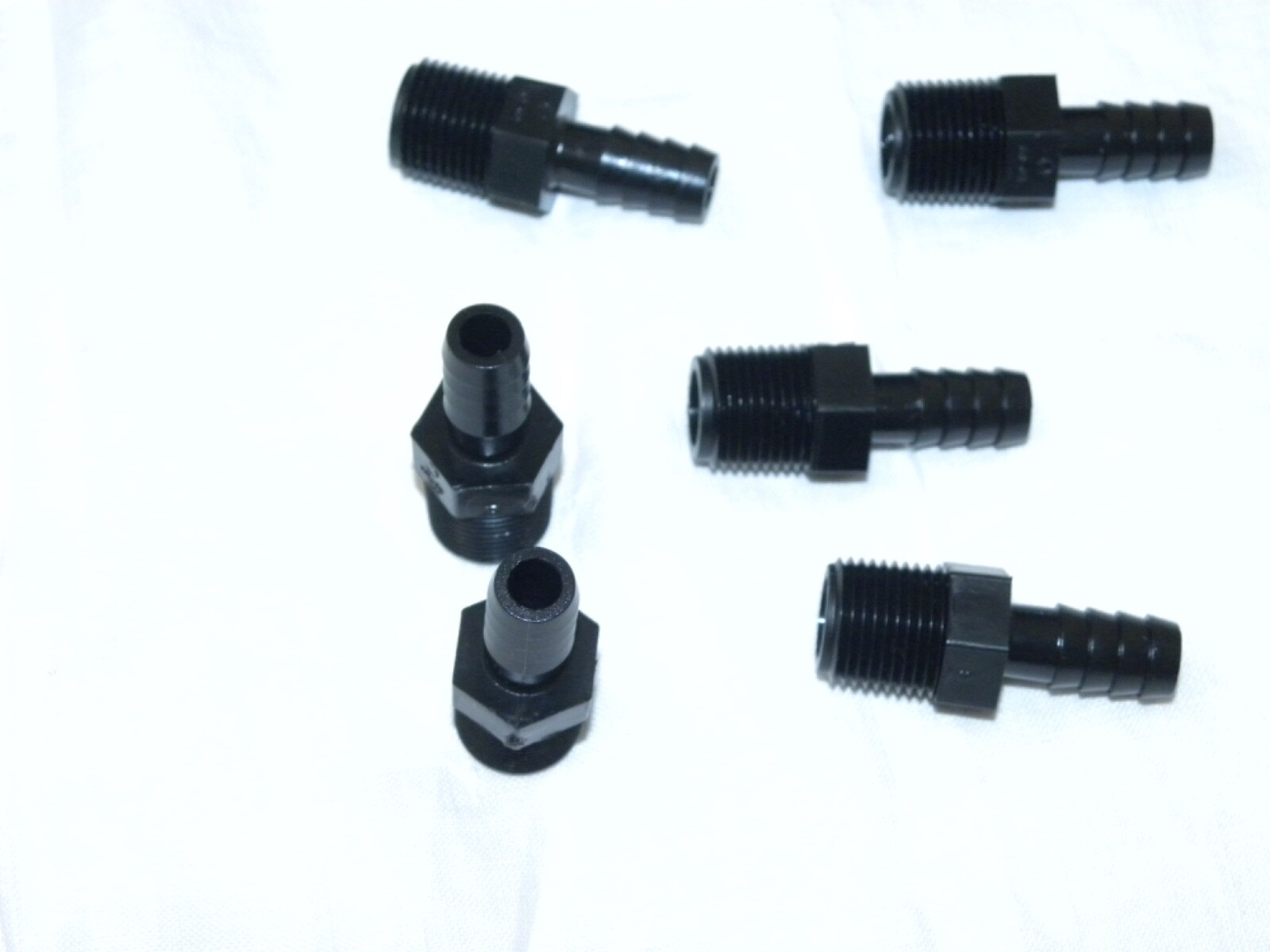 Lot of 6 Black Plastic Hose Barb Adapter Fitting 1/2″ OD x 1/4″ ID