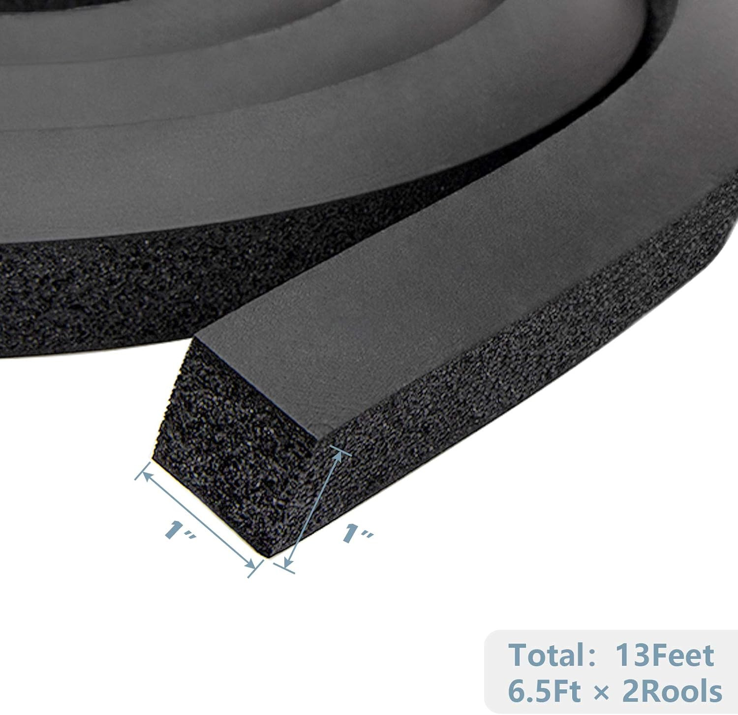 13Ft NBR+PVC Air Conditioner Foam Seal Insulating Strip 2 Roll 1 X 1 Inch 6.5 Fe