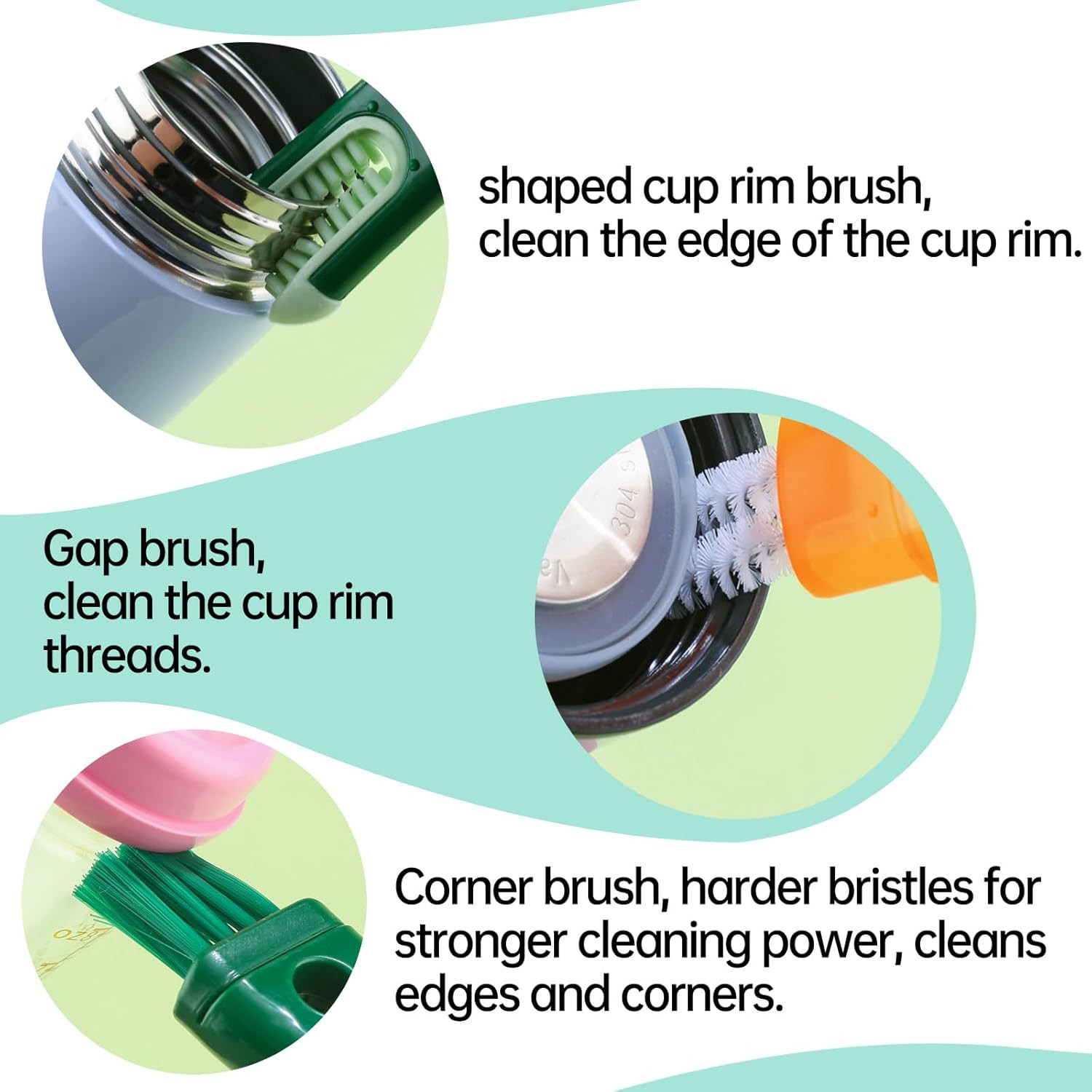 5-in-1 Bottle Brush Cleaner Set, Long Water Bottle & Straw Cleaning Brushes