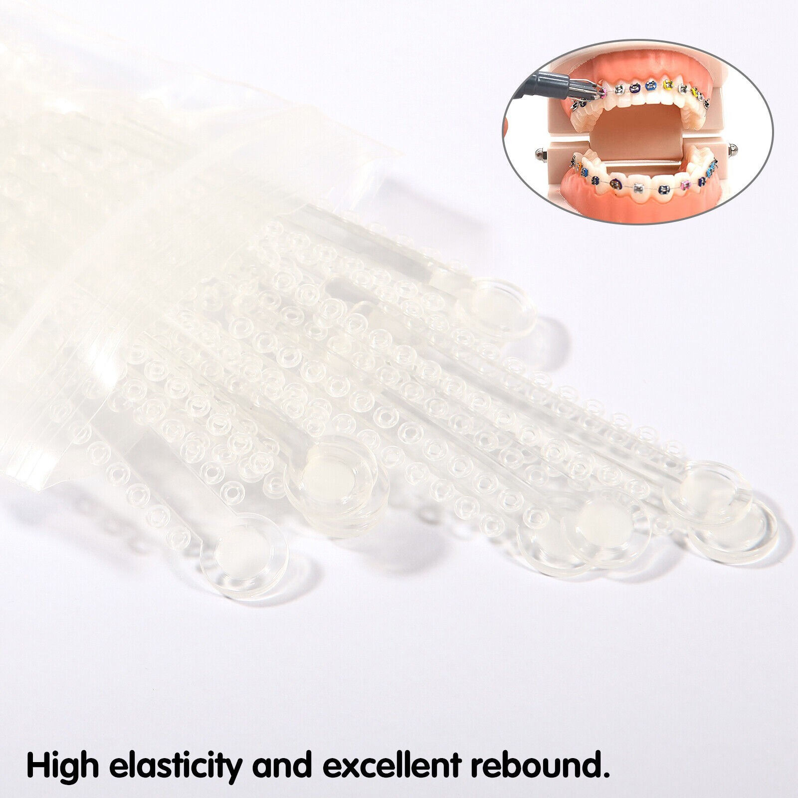 1040 Dental Orthodontic Ligature Ties Elastic Rubber Band Black/Rainbow Colors