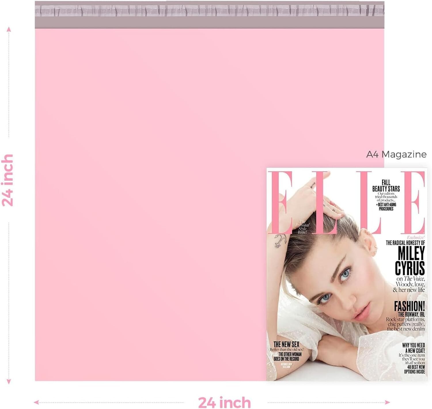 300x Large Poly Mailers 24×24″ Shipping Bags for Clothes Business Light Pink