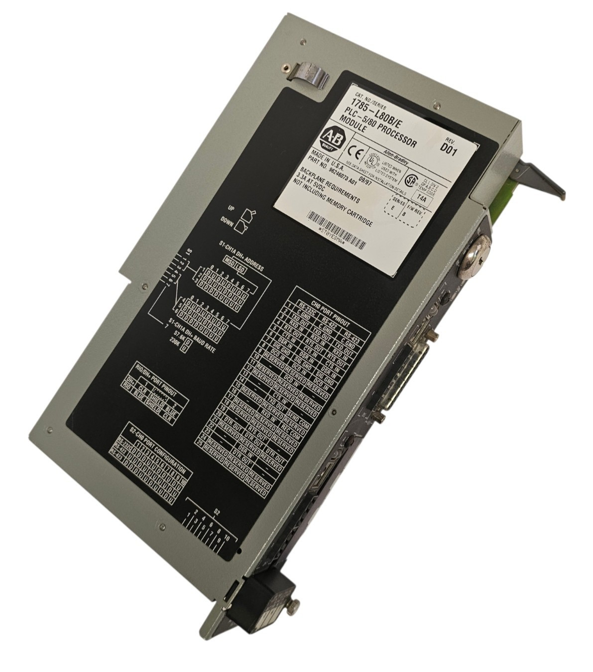 ALLEN BRADLEY 1785-L80B /E PLC-5/80 PROCESSOR MODULE REV. D01 F/W REV. B SER. E