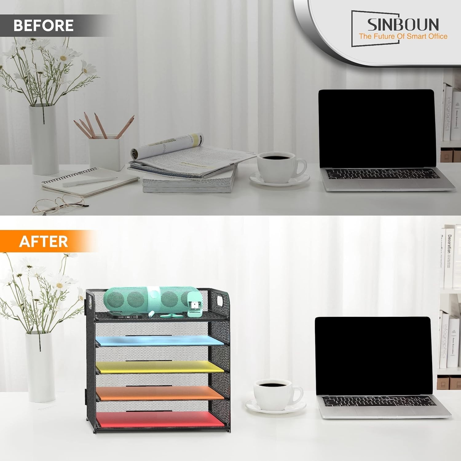 Efficient 5-Tier Paper Organizer – Lightweight Metal Holder for Easy Access