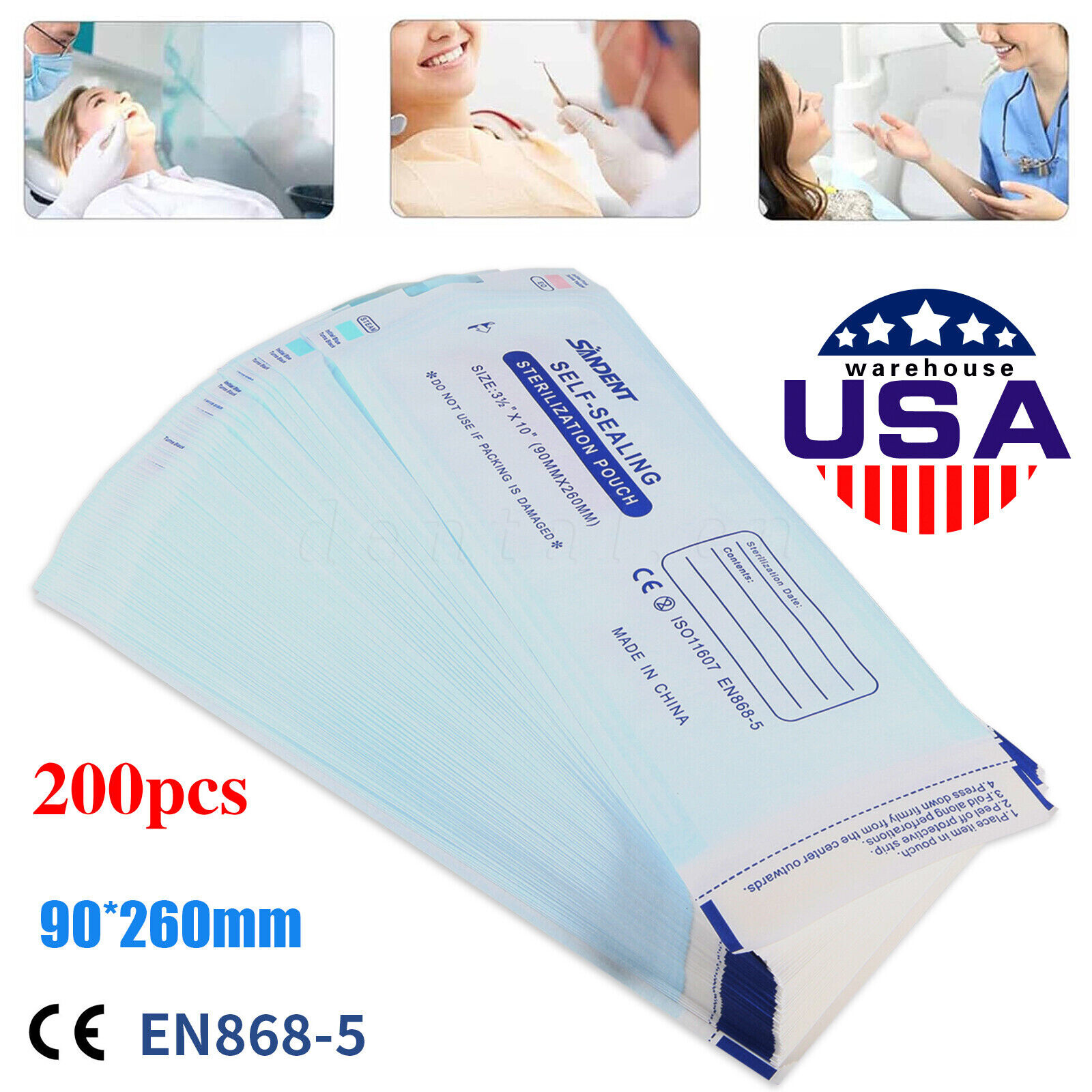 up to 10000 Sterilization Pouches 3.5″ x 10″ Dental Medical Self Seal Pouch Bag